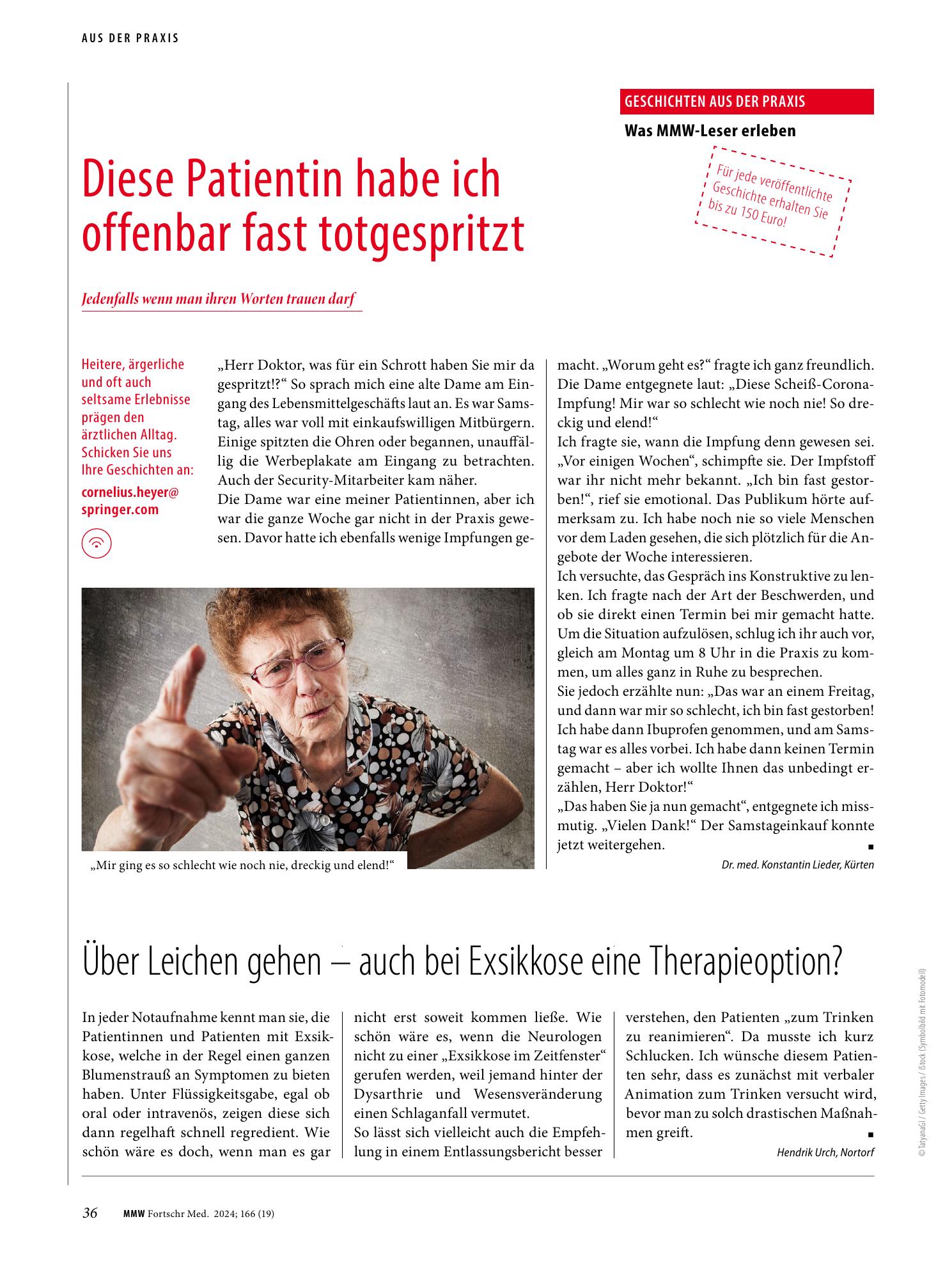 Vorschauseite 1: Diese Patientin habe ich offenbar fast totgespritzt