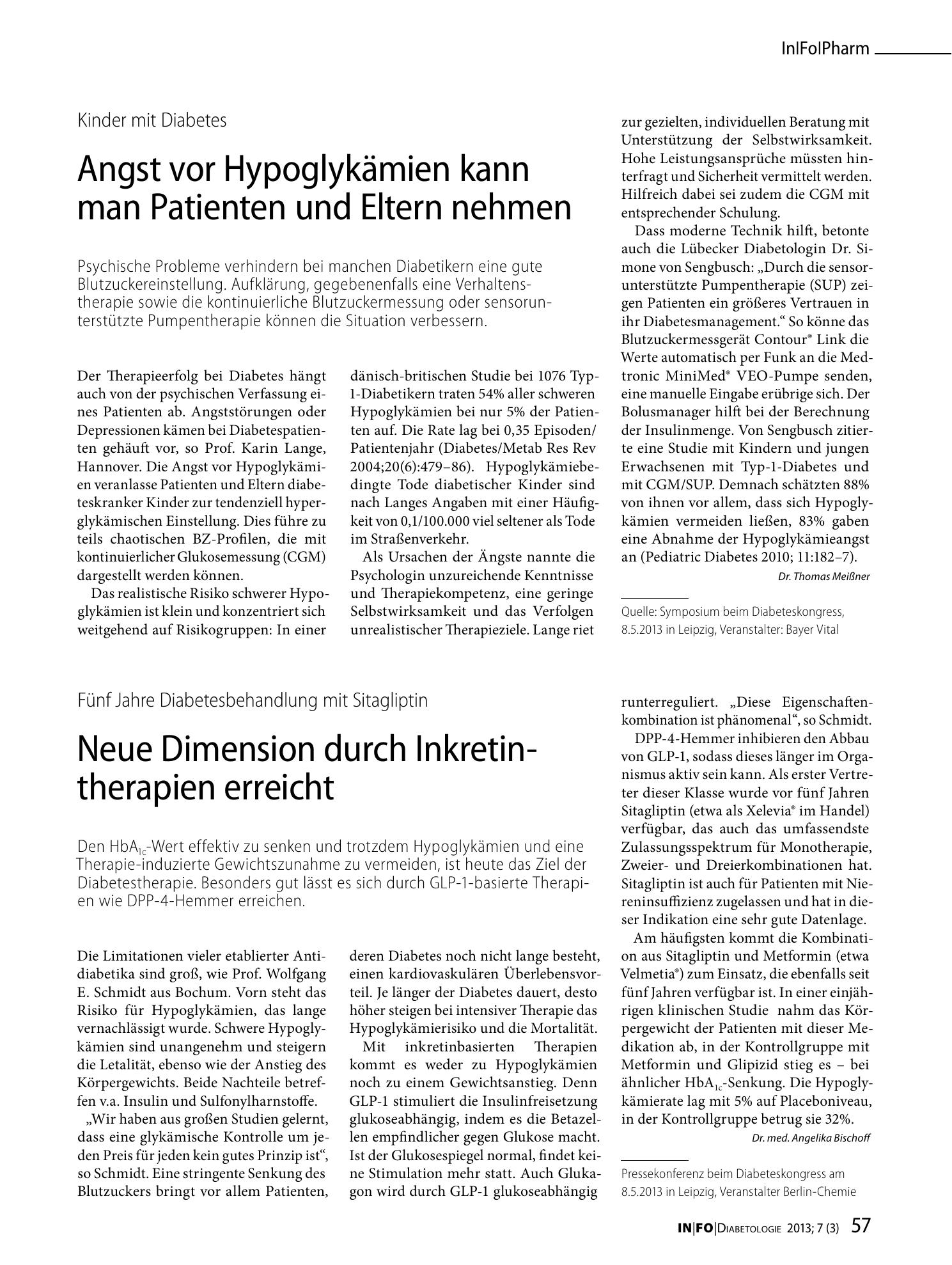 Vorschauseite 1: Angst vor Hypoglykämien kann man Patienten und Eltern nehmen
