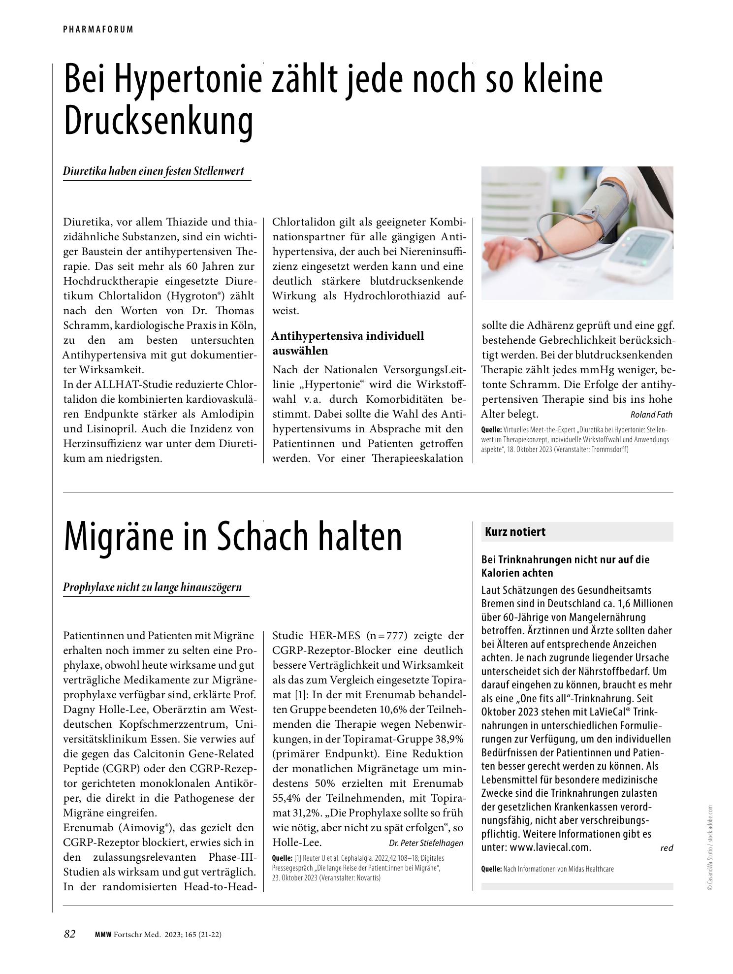 Vorschauseite 1: Bei Hypertonie zählt jede noch so kleine Drucksenkung