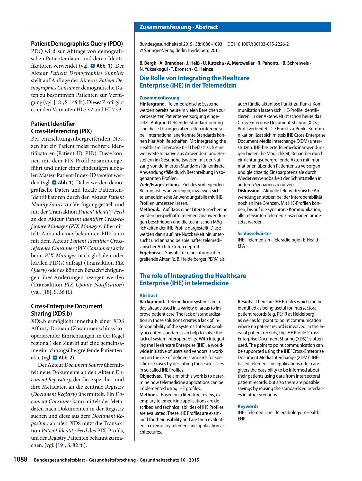 Vorschauseite 3: Die Rolle von Integrating the Healtcare Enterprise (IHE) in der Telemedizin
