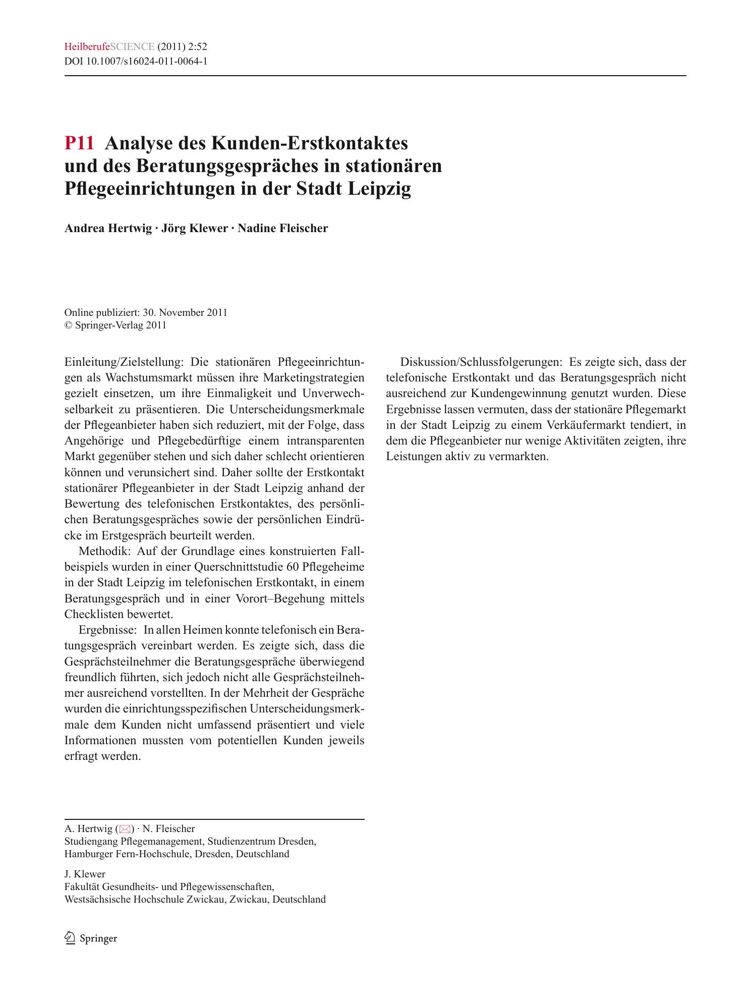 Vorschauseite 1: P11 Analyse des Kunden-Erstkontaktes