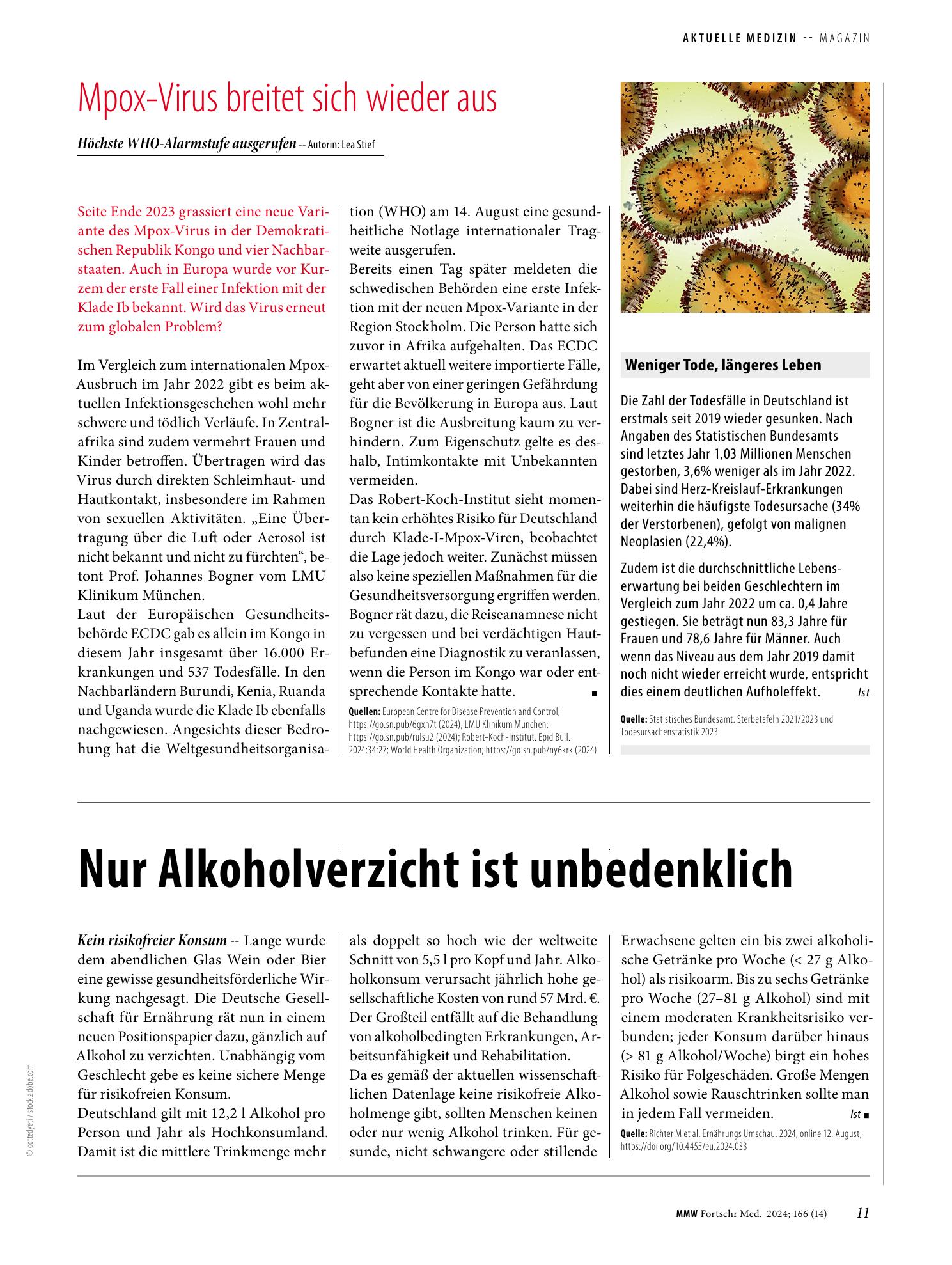 Vorschauseite 1: Mpox-Virus breitet sich wieder aus