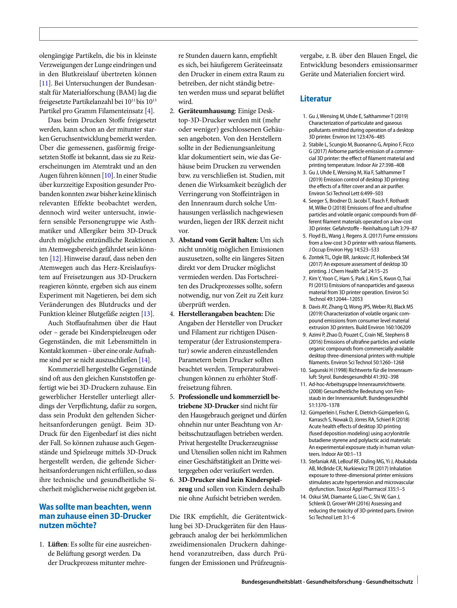 Vorschauseite 2: Umgang und Gebrauch von additiven Fertigungsverfahren („3D-Druckern“) in Privathaushalten
