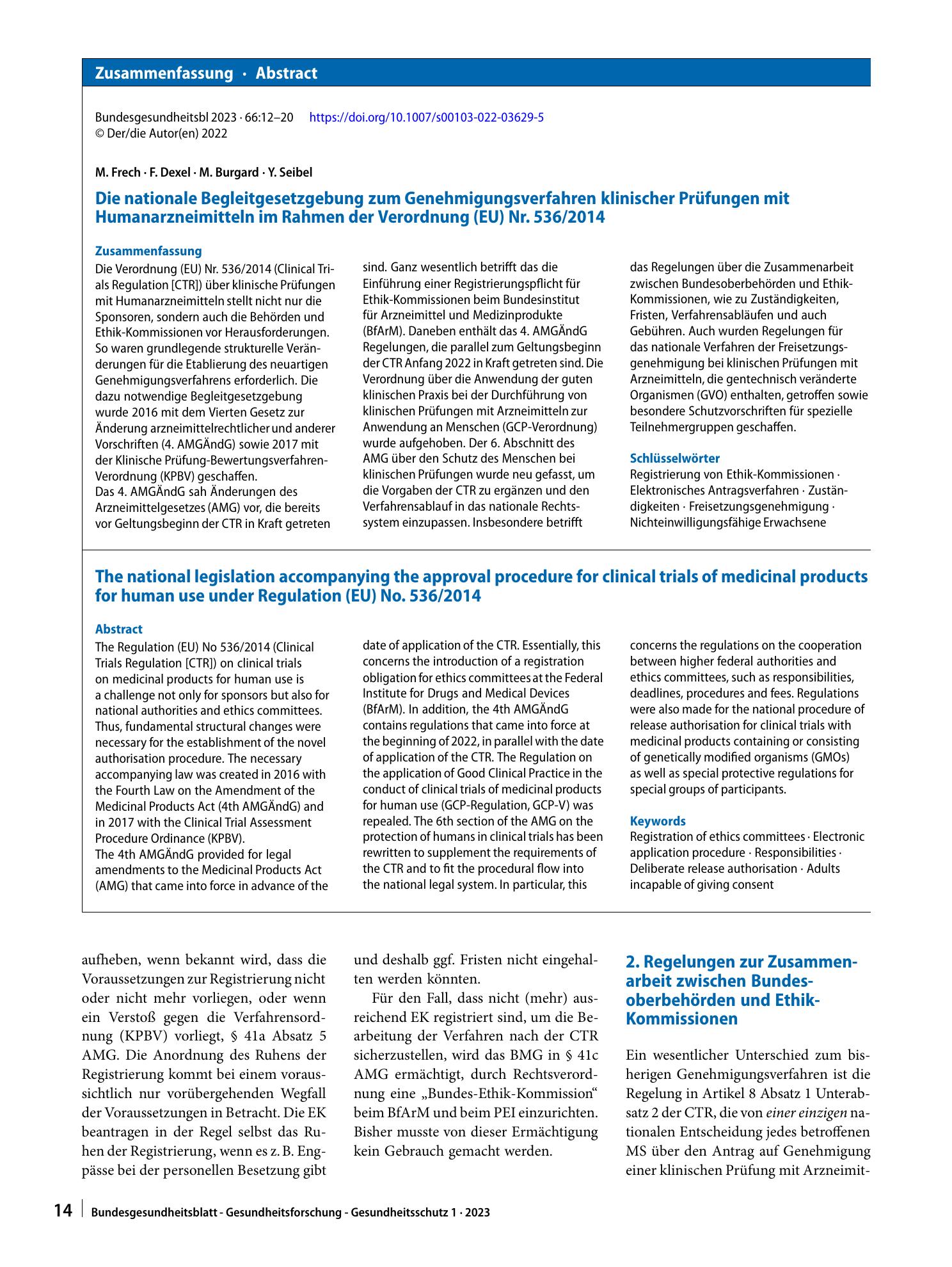 Vorschauseite 3: Die nationale Begleitgesetzgebung zum Genehmigungsverfahren klinischer Prüfungen mit Humanarzneimitteln im Rahmen der Verordnung (EU) Nr. 536/2014