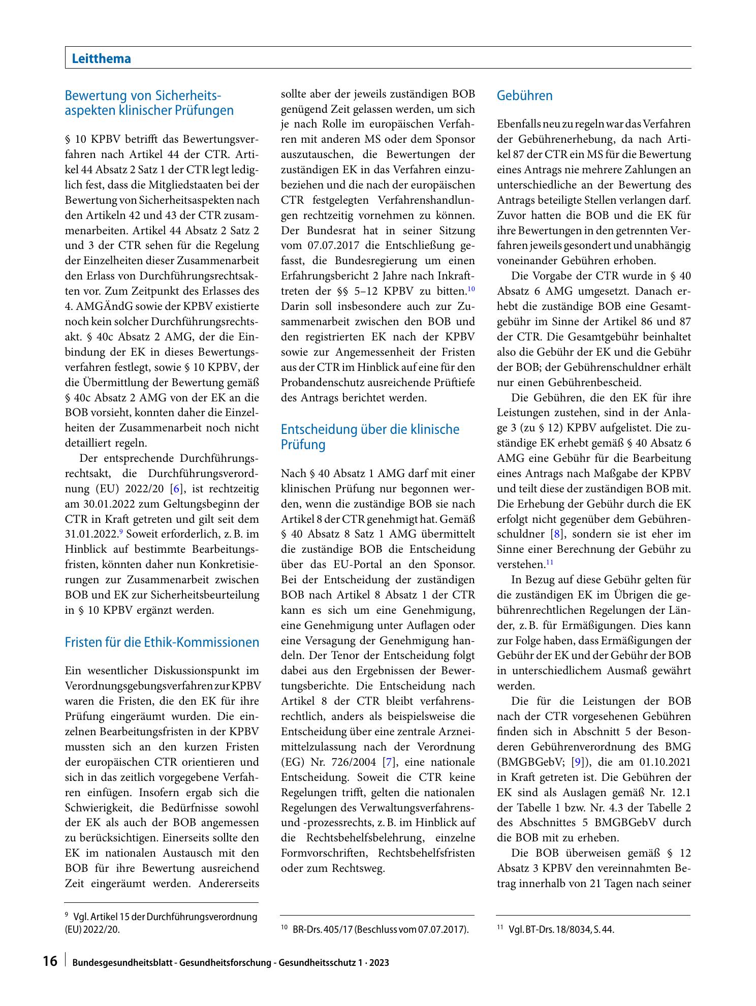 Vorschauseite 5: Die nationale Begleitgesetzgebung zum Genehmigungsverfahren klinischer Prüfungen mit Humanarzneimitteln im Rahmen der Verordnung (EU) Nr. 536/2014