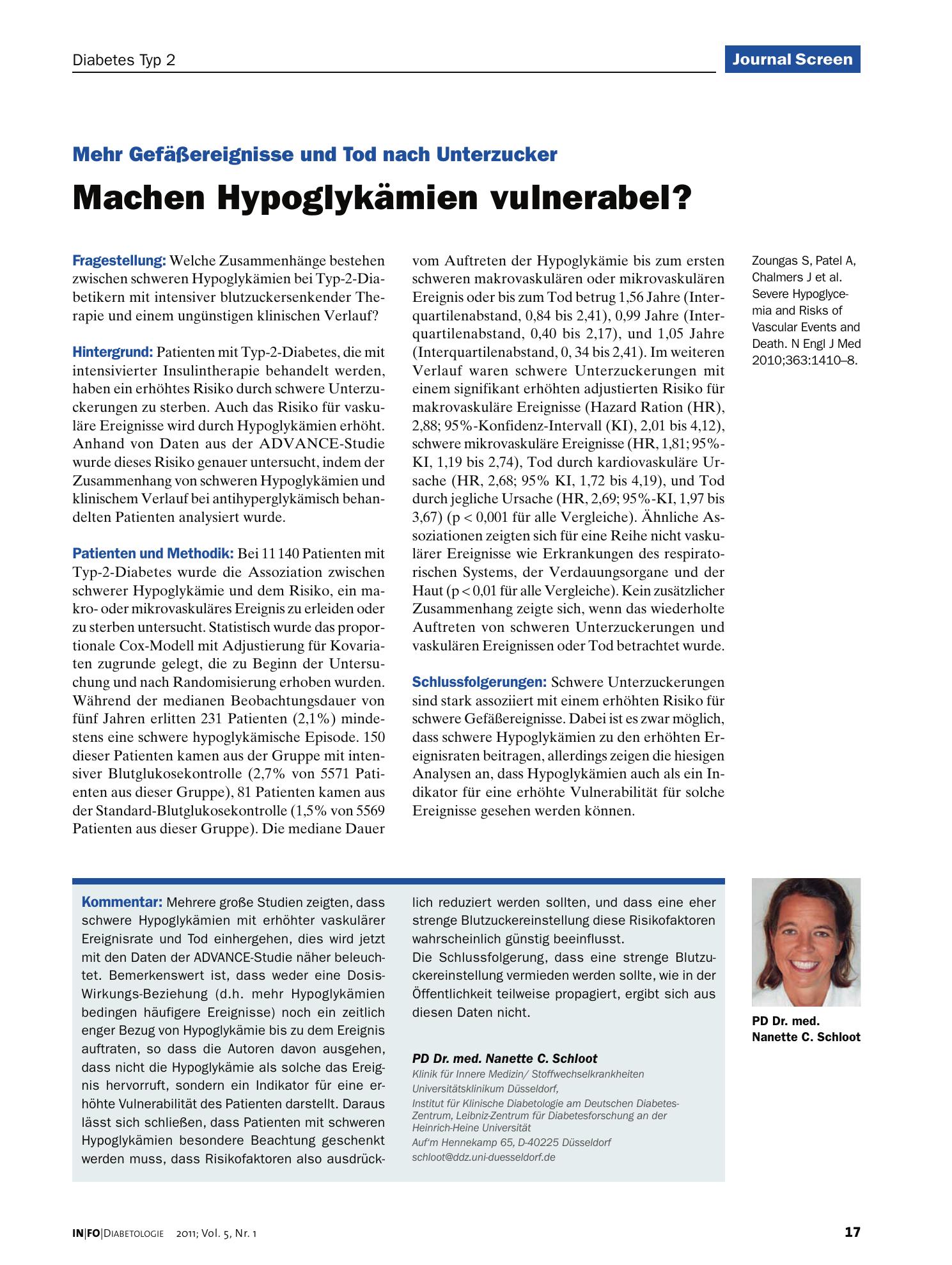 Vorschauseite 1: Machen Hypoglykämien vulnerabel?