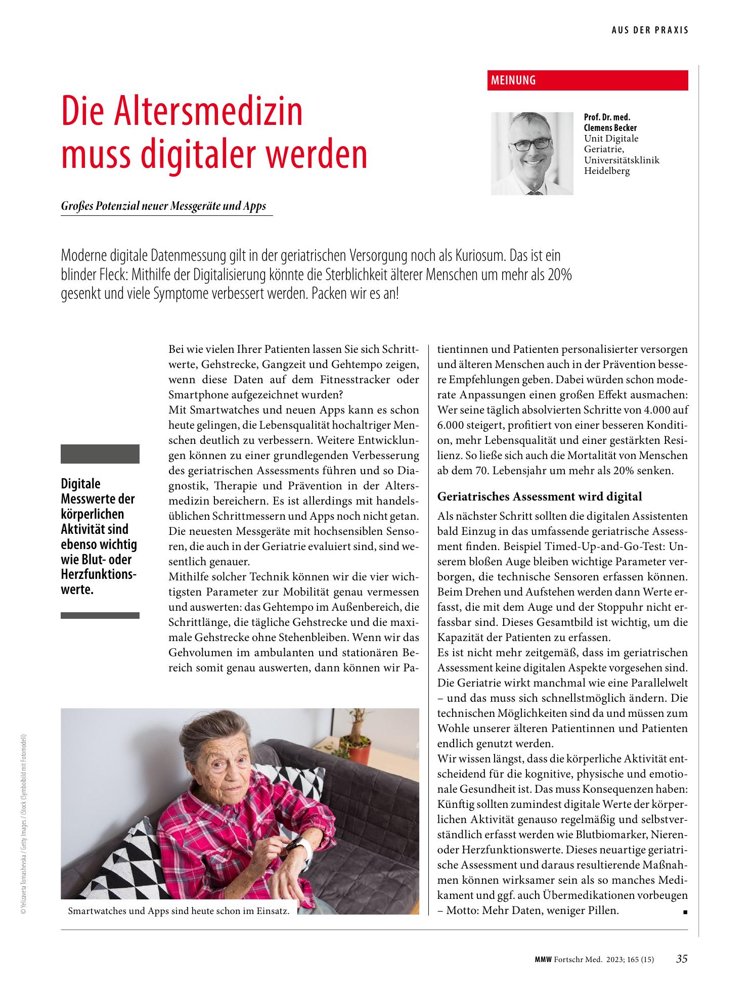 Vorschauseite 1: Die Altersmedizin muss digitaler werden
