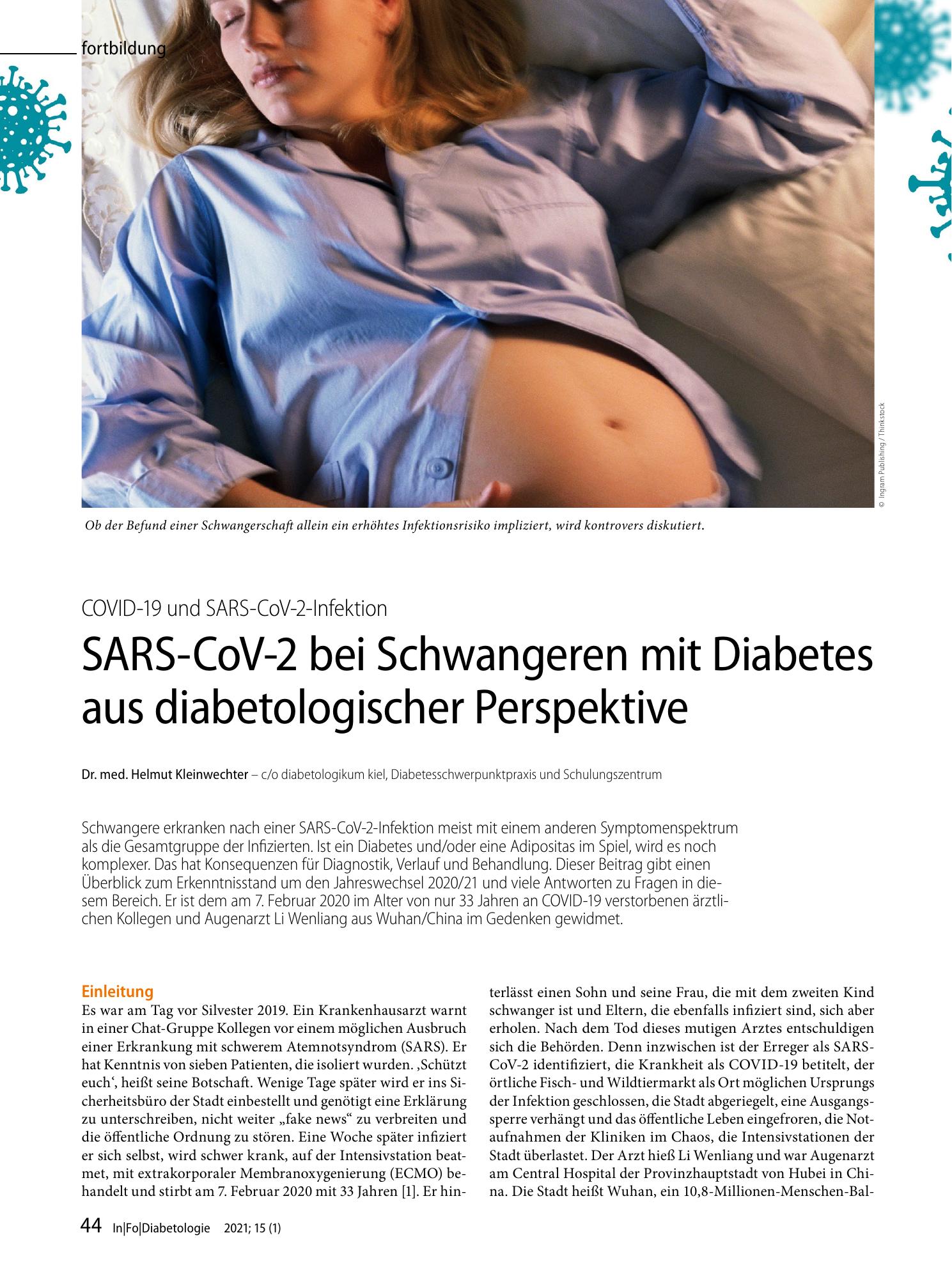 Vorschauseite 1: SARS-CoV-2 bei Schwangeren mit Diabetes aus diabetologischer Perspektive