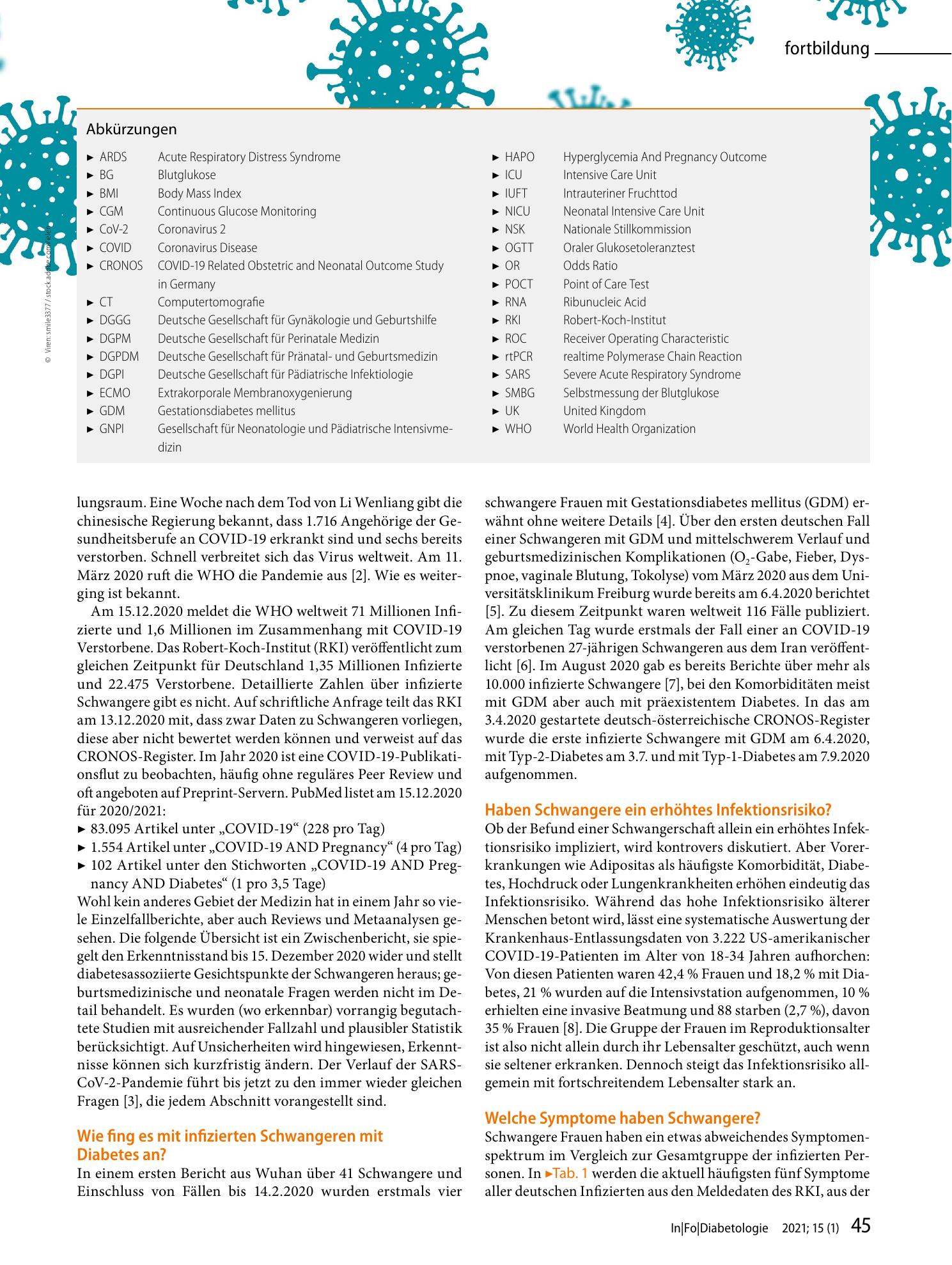 Vorschauseite 2: SARS-CoV-2 bei Schwangeren mit Diabetes aus diabetologischer Perspektive