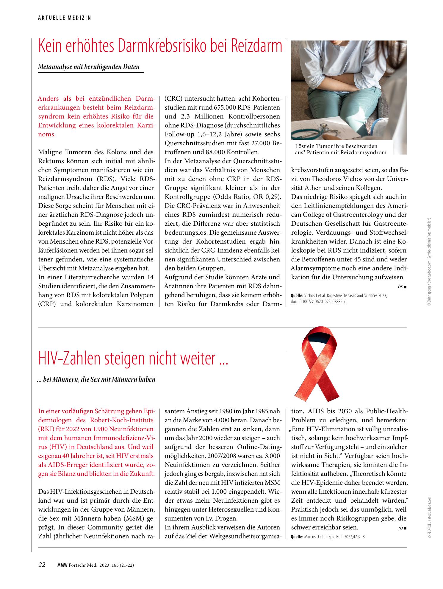 Vorschauseite 1: Kein erhöhtes Darmkrebsrisiko bei Reizdarm