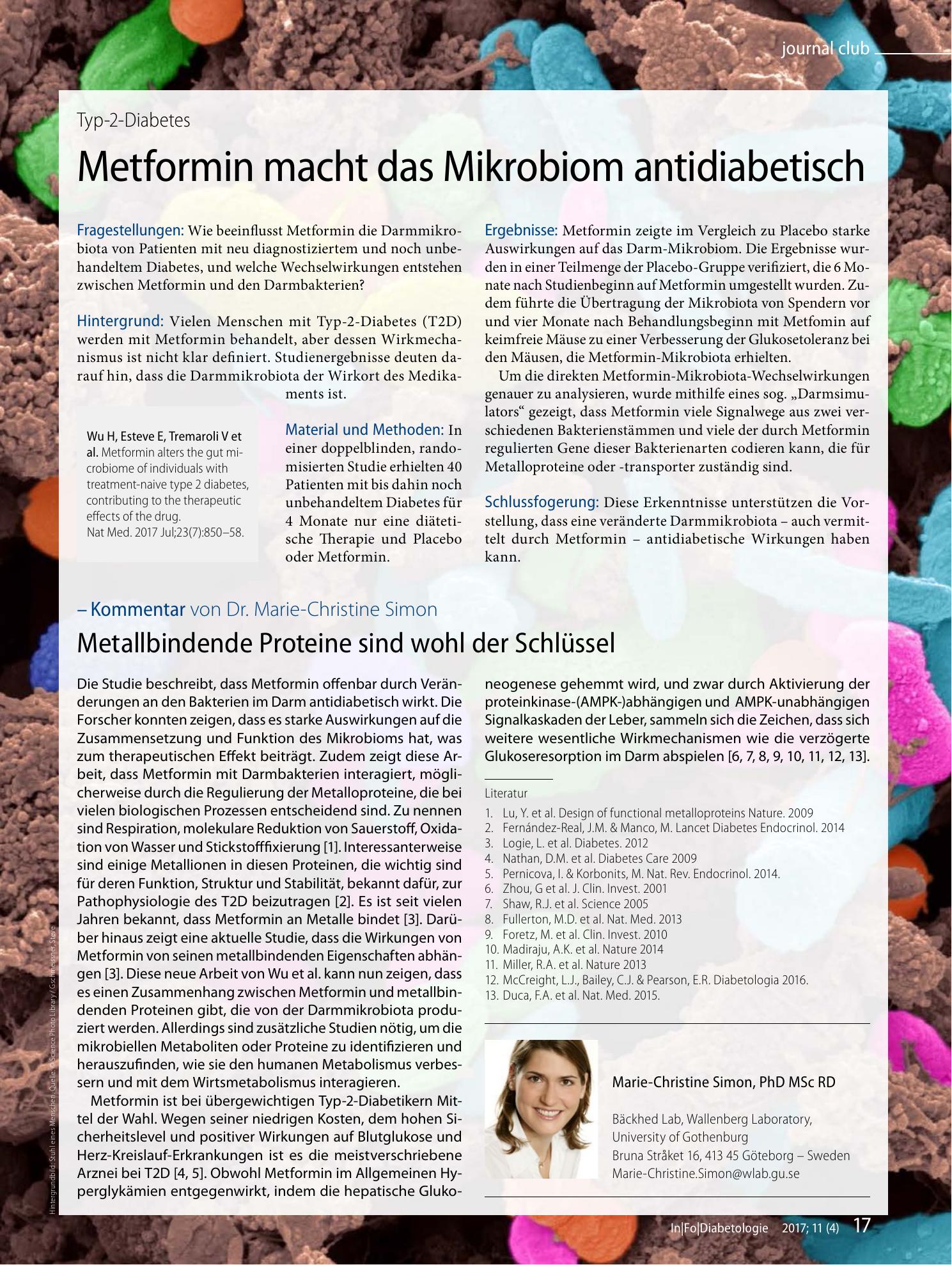 Vorschauseite 1: Metformin macht das Mikrobiom antidiabetisch