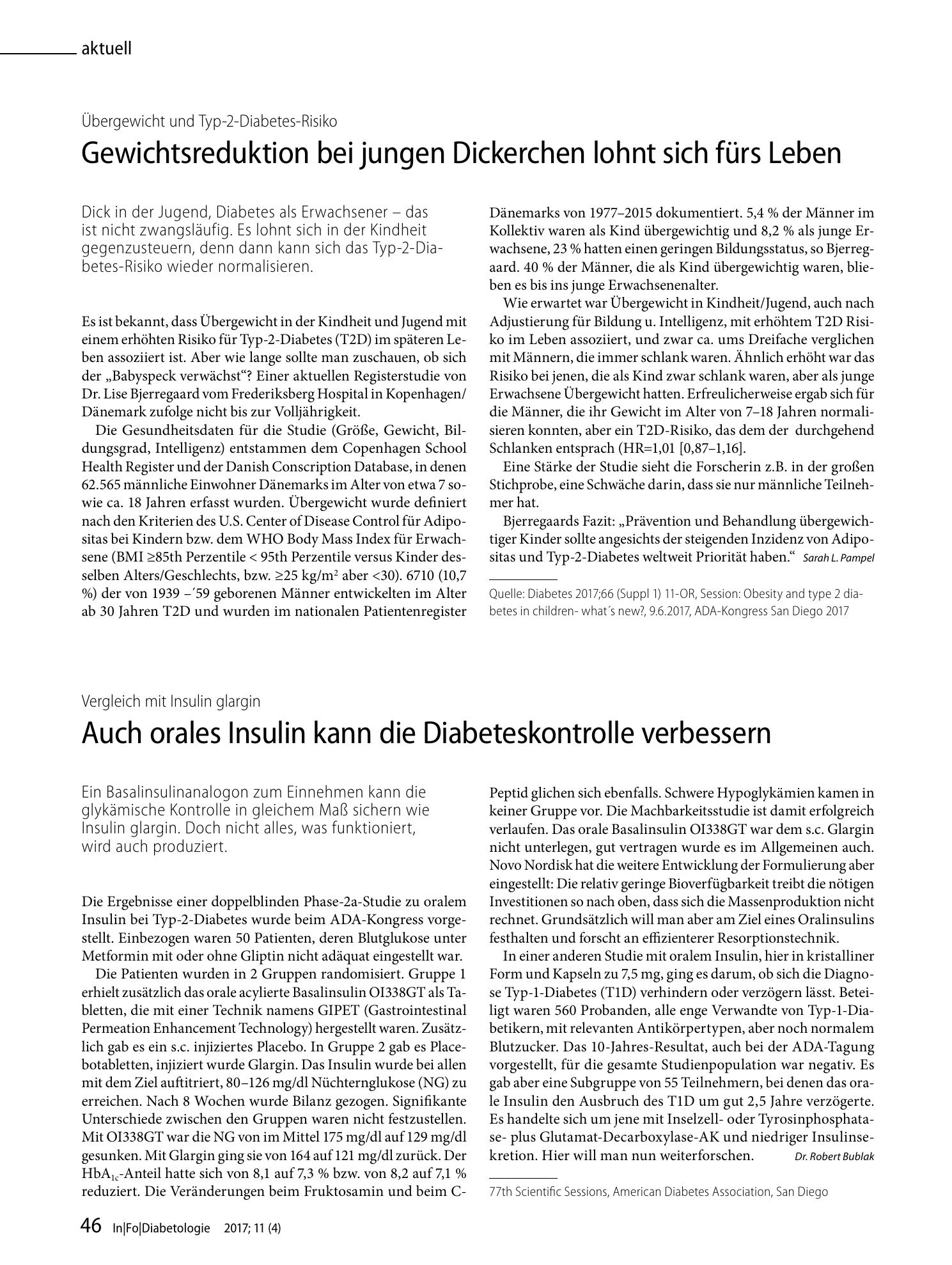Vorschauseite 1: Gewichtsreduktion bei jungen Dickerchen lohnt sich fürs Leben