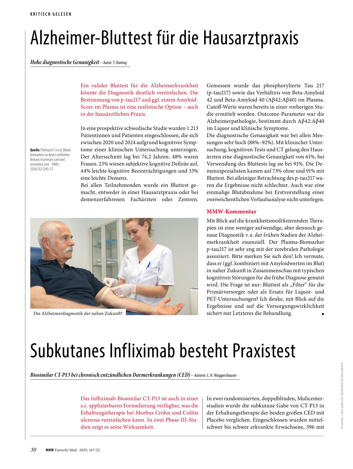 Vorschauseite 1: Alzheimer-Bluttest für die Hausarztpraxis