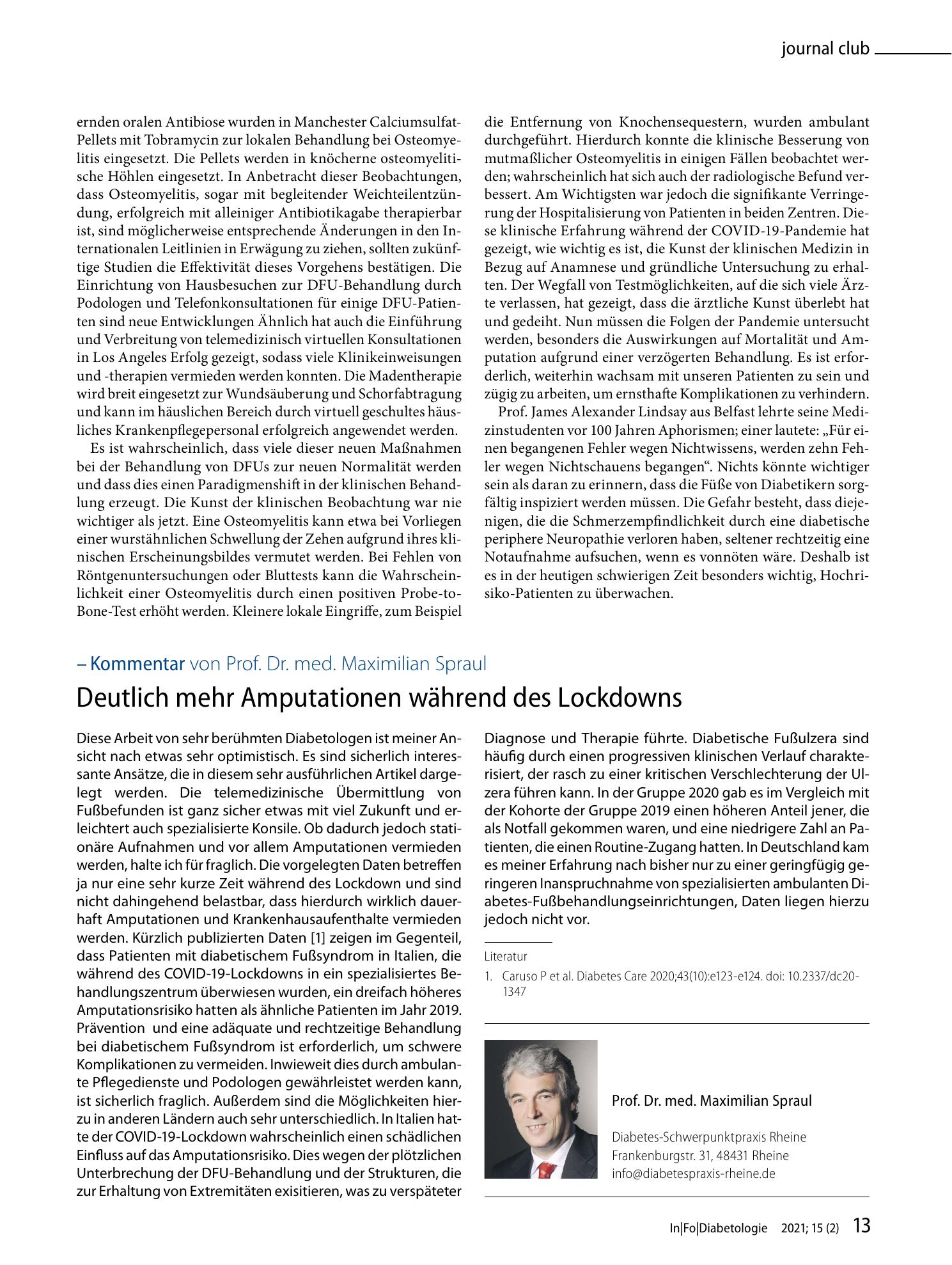 Vorschauseite 4: Das Bemühen um die Rettung diabetischer Füße während der COVID-19-Pandemie