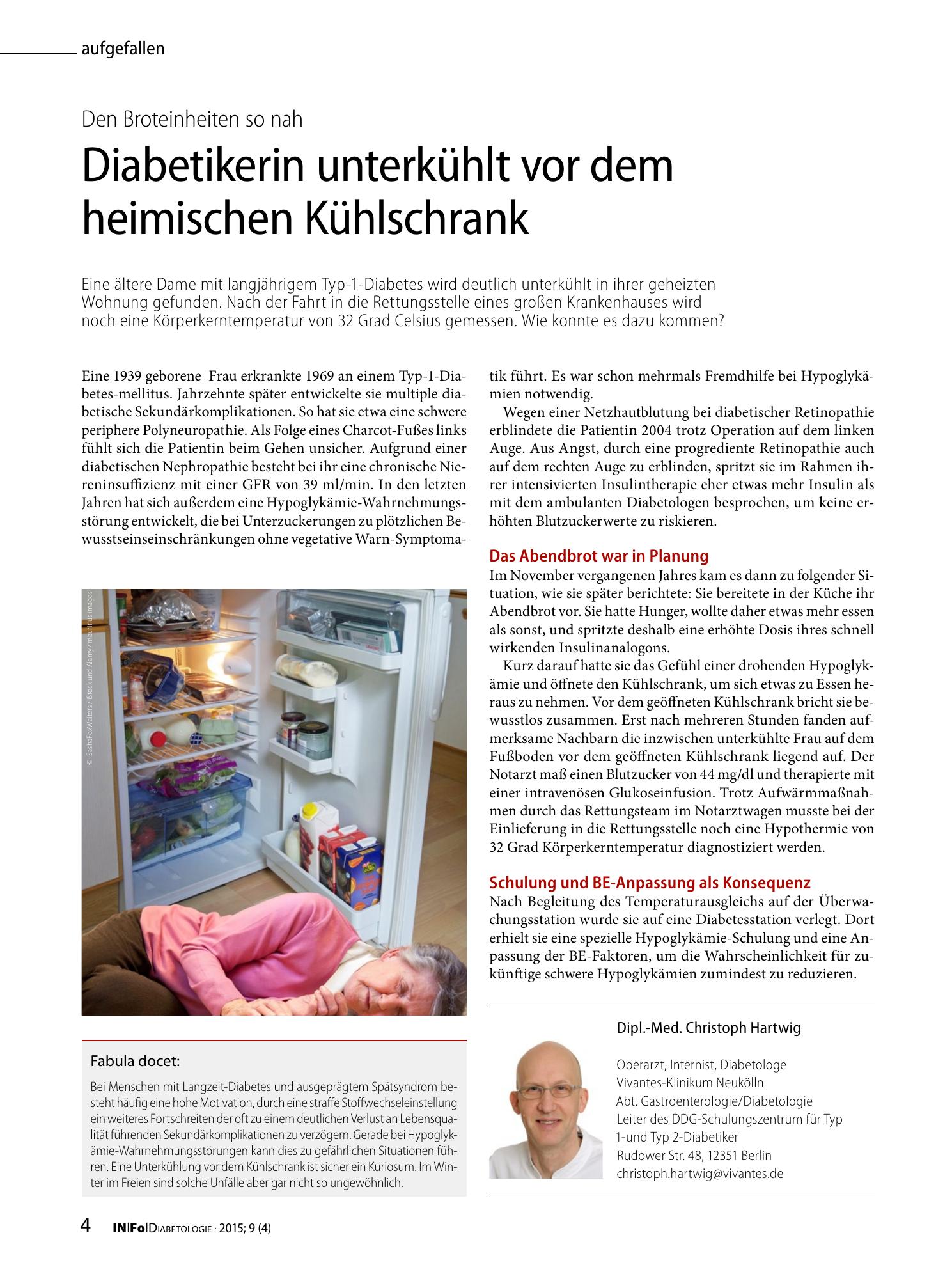 Vorschauseite 1: Diabetikerin unterkühlt vor dem heimischen Kühlschrank