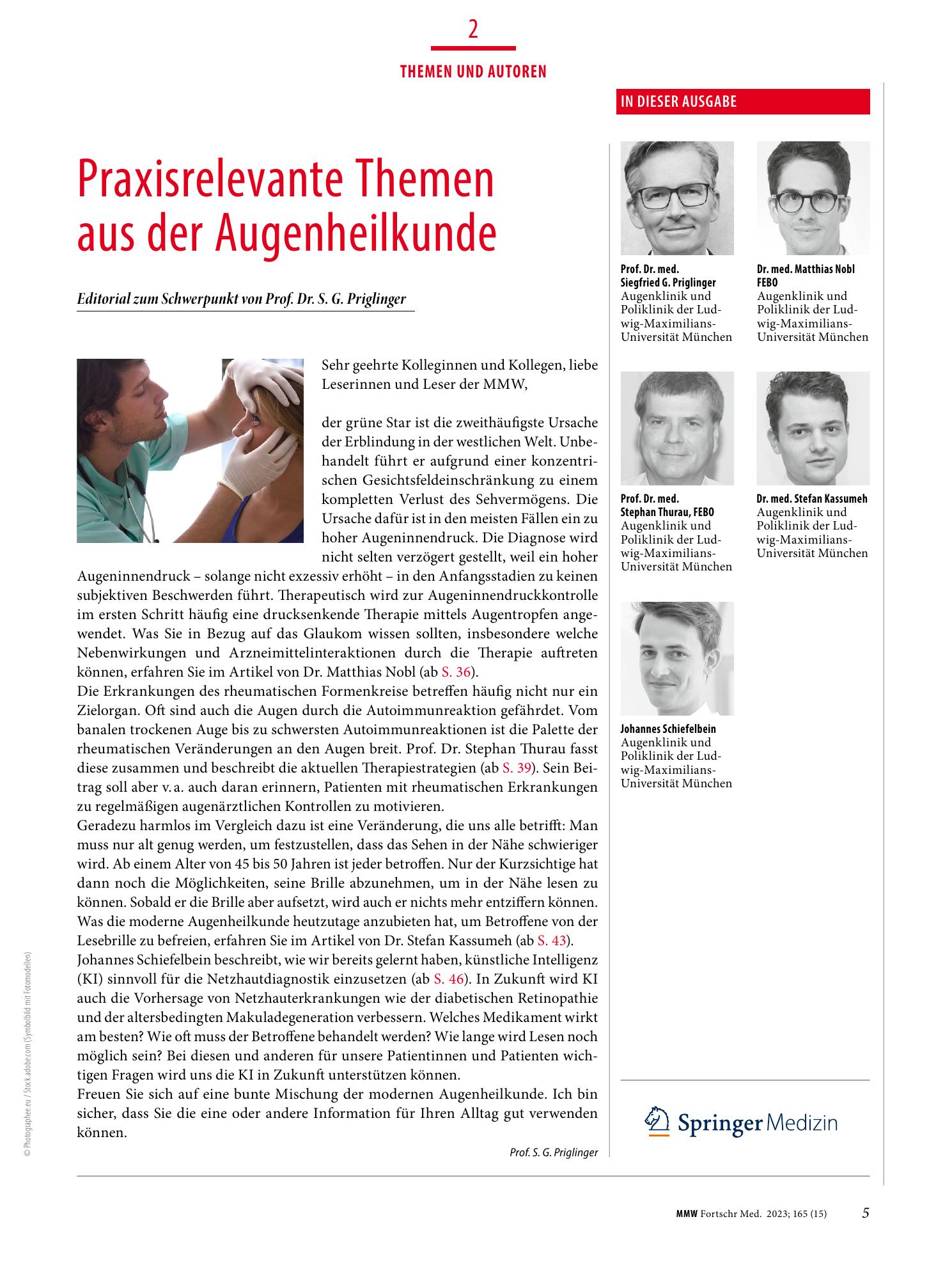Vorschauseite 1: Praxisrelevante Themen aus der Augenheilkunde