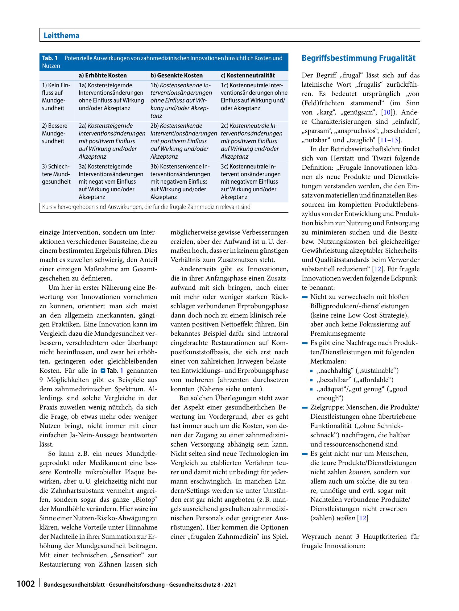 Vorschauseite 2: Frugale Zahnmedizin – Ressourceneinsparungen mit Fokussierung auf Kernfunktionen und Patientenbedürfnisse