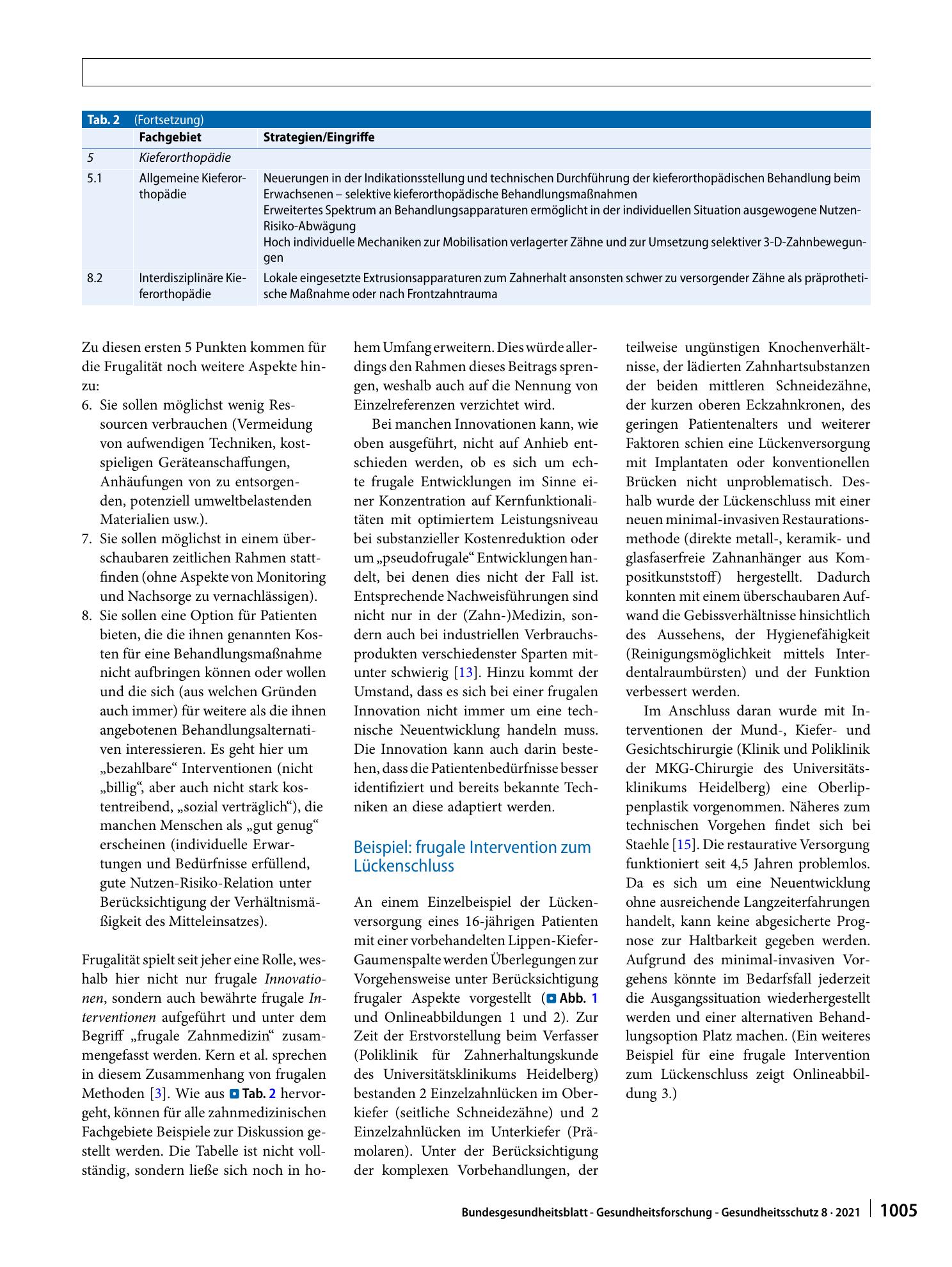 Vorschauseite 5: Frugale Zahnmedizin – Ressourceneinsparungen mit Fokussierung auf Kernfunktionen und Patientenbedürfnisse