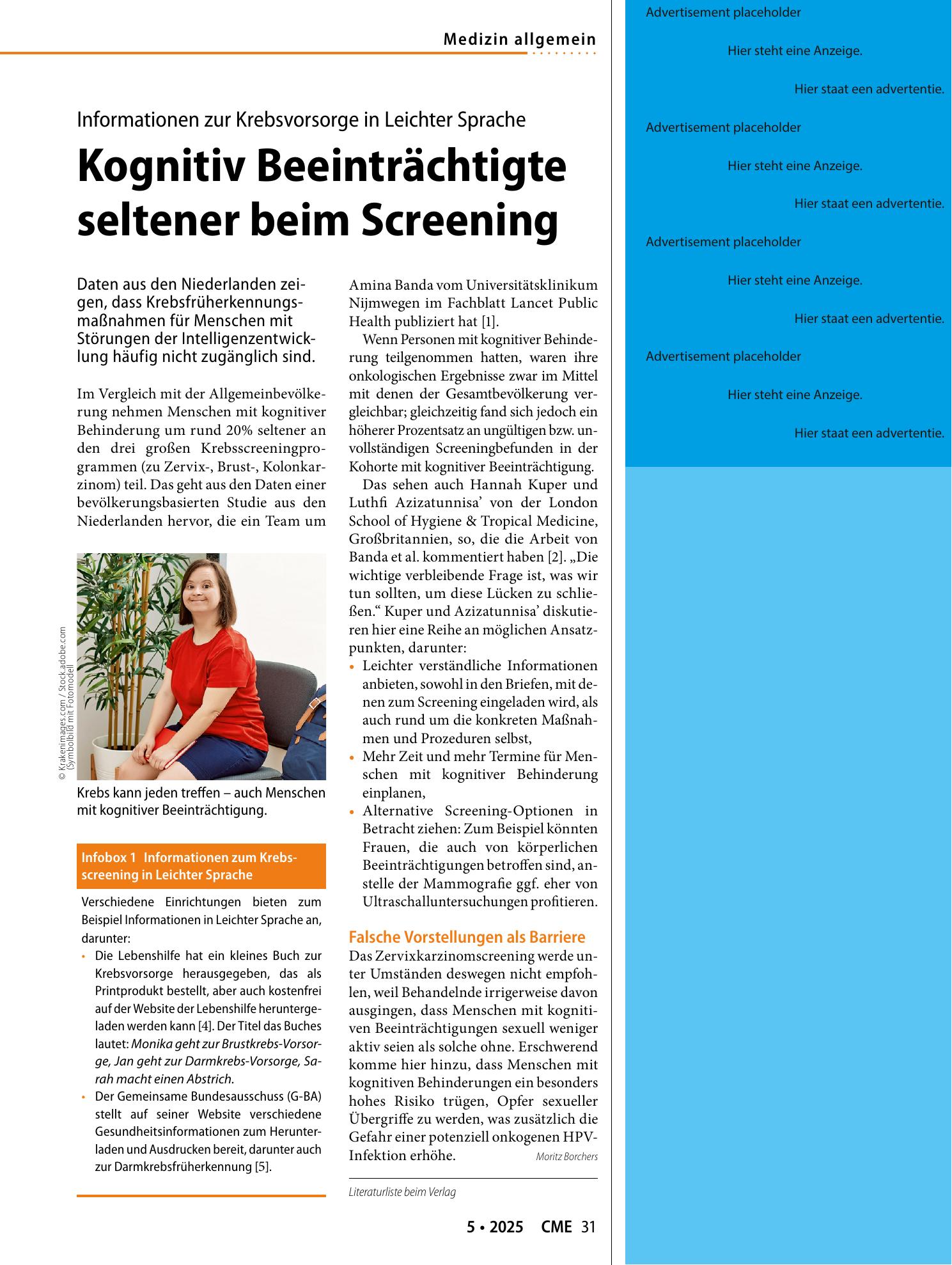 Vorschauseite 1: Kognitiv Beeinträchtigte seltener beim Screening