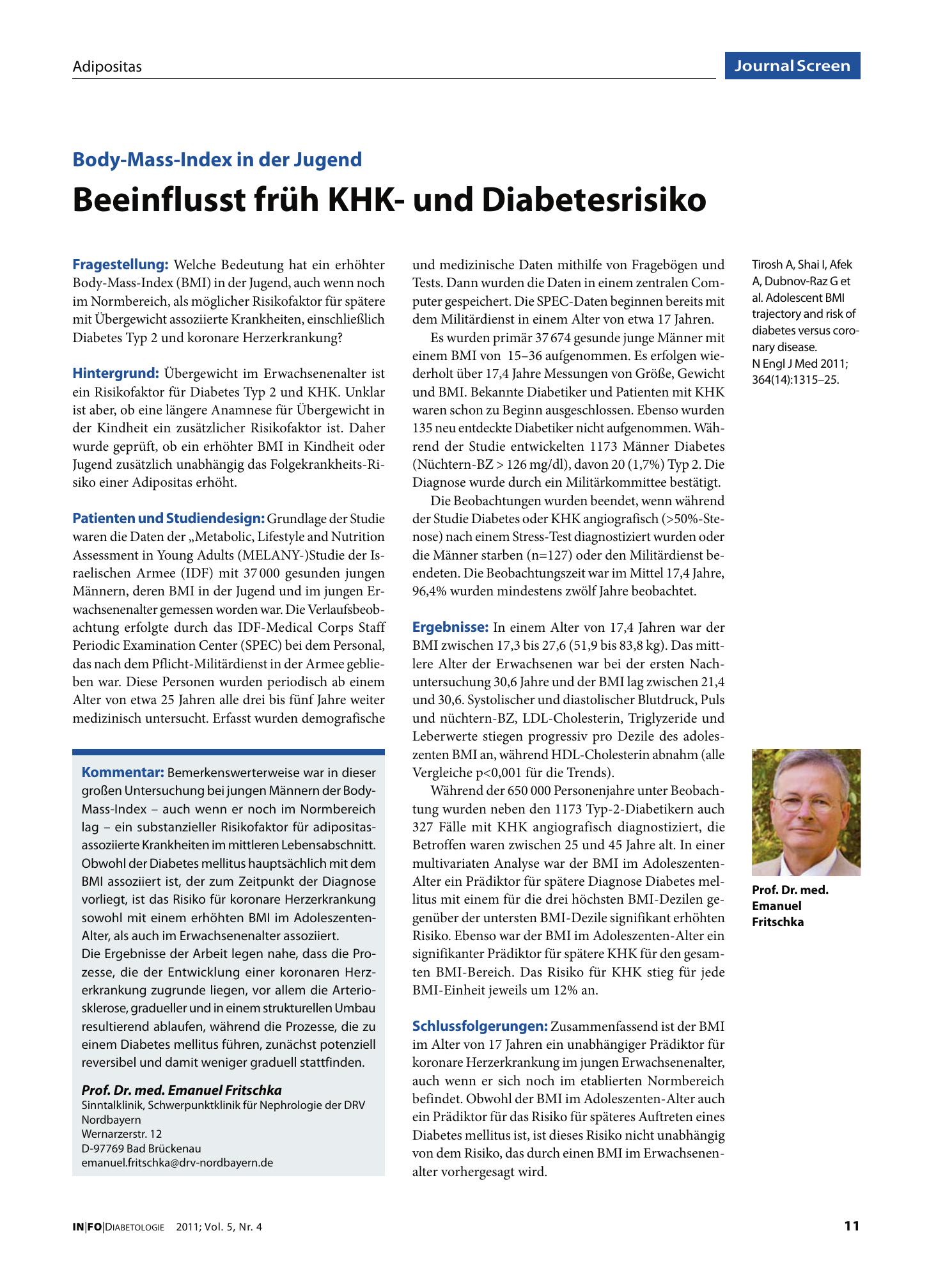 Vorschauseite 1: Beeinflusst früh KHK- und Diabetesrisiko