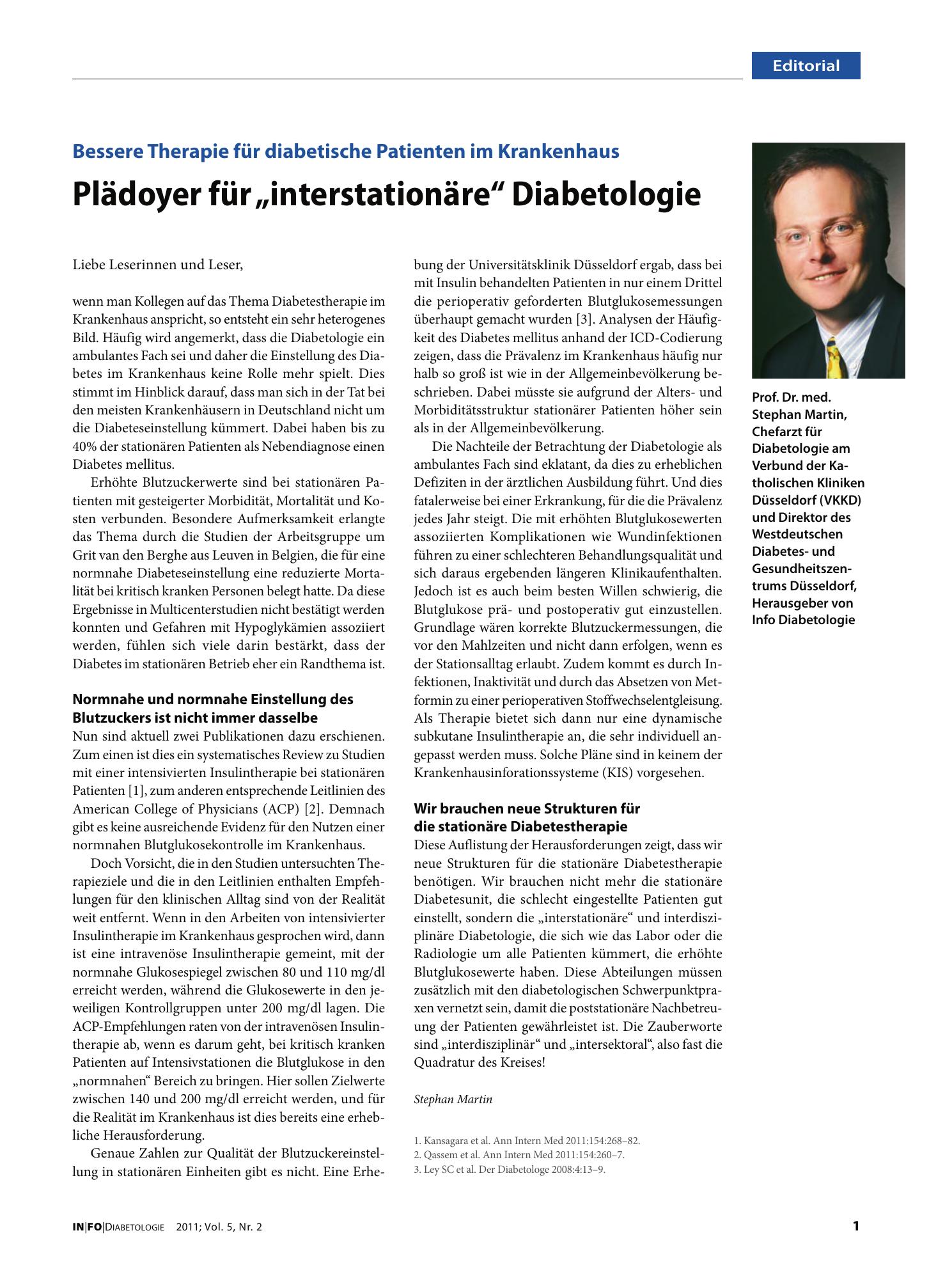 Vorschauseite 1: Plädoyer für „interstationäre“ Diabetologie