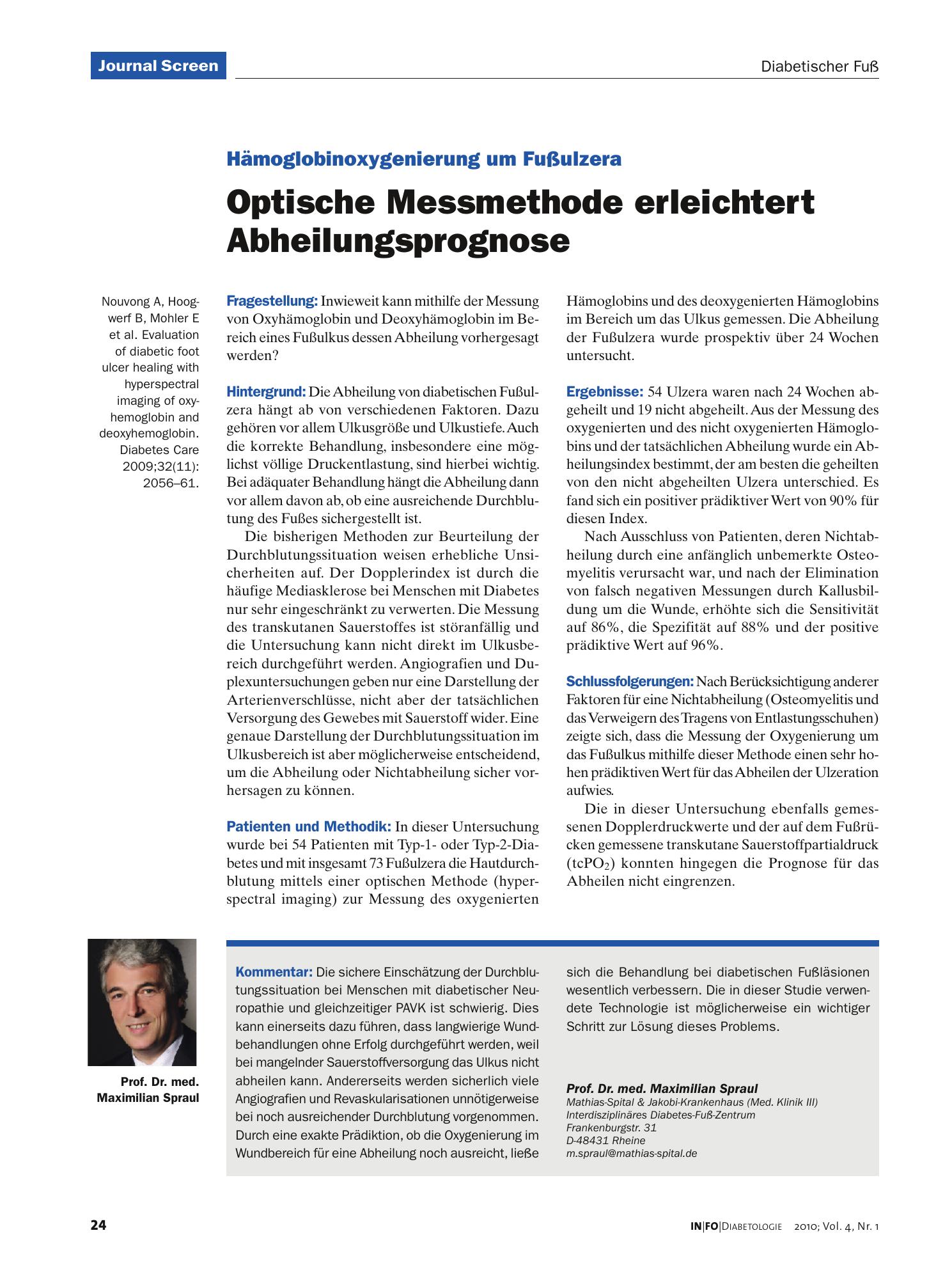 Vorschauseite 1: Optische Messmethode erleichtert Abheilungsprognose
