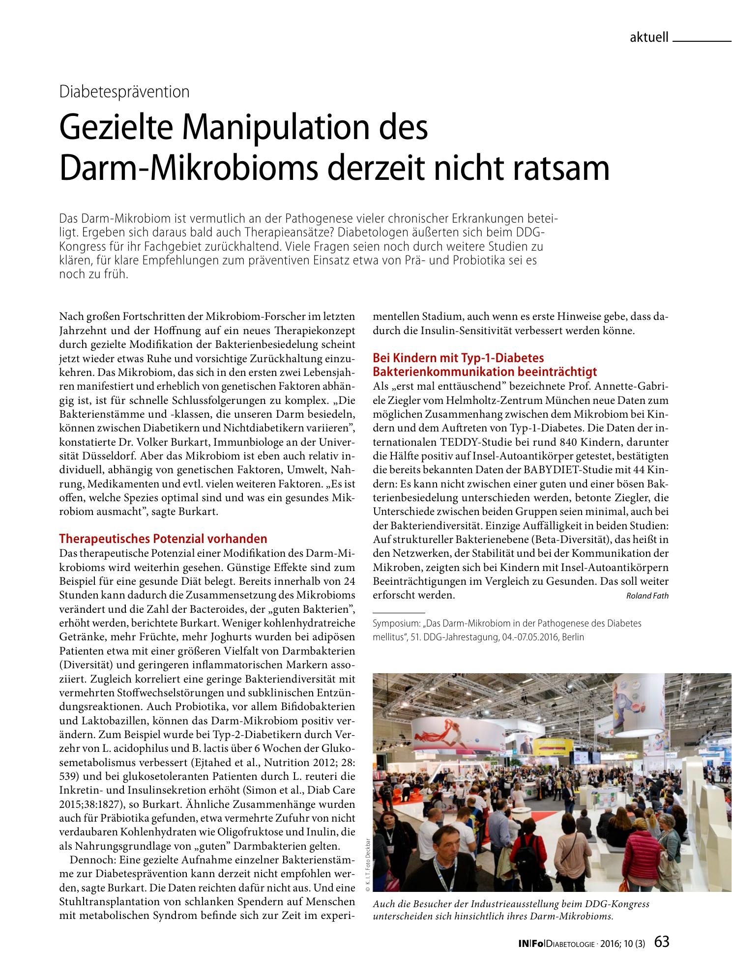 Vorschauseite 1: Gezielte Manipulation des Darm-Mikrobioms derzeit nicht ratsam