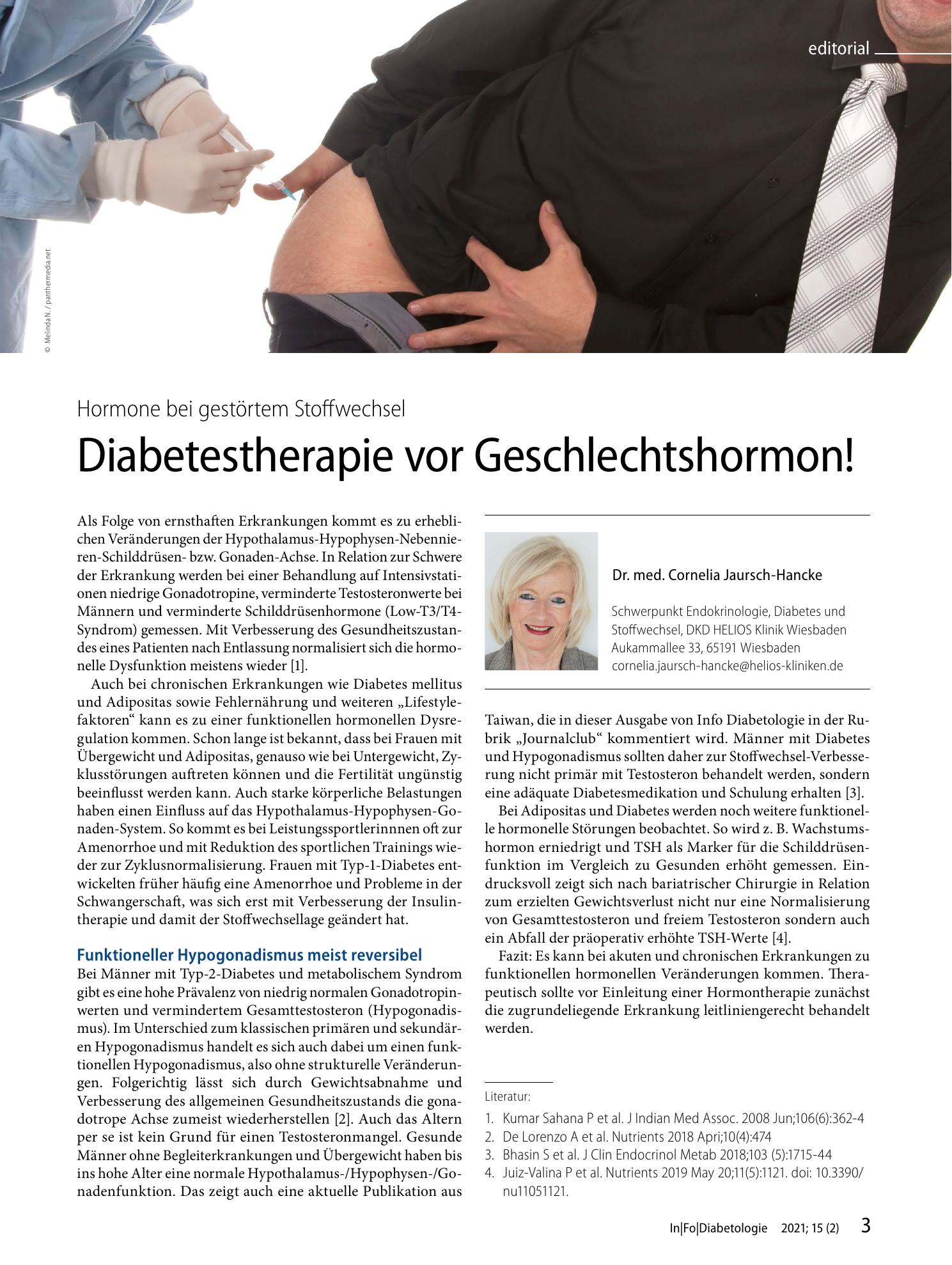 Vorschauseite 1: Diabetestherapie vor Geschlechtshormon!