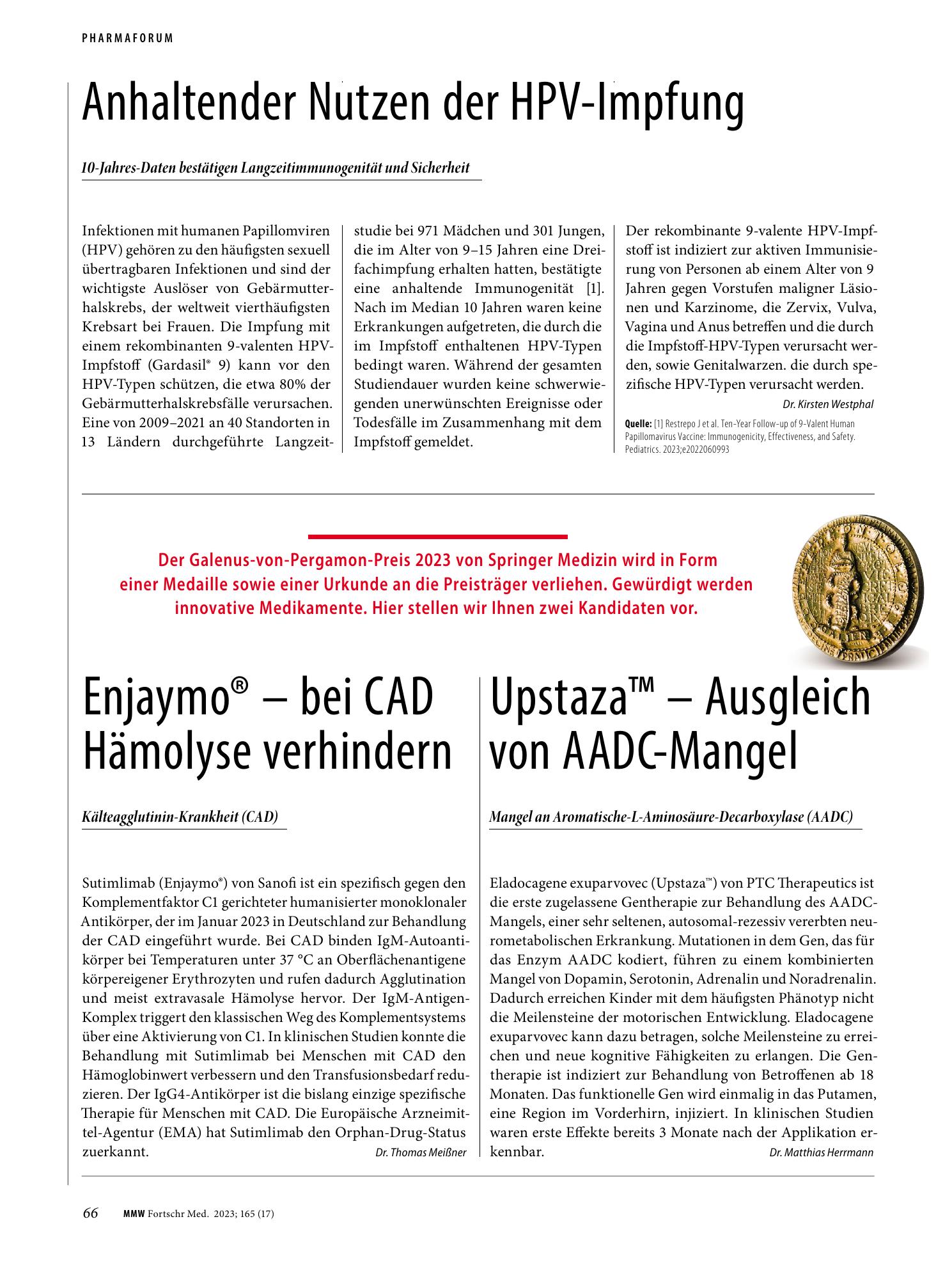 Vorschauseite 1: Enjaymo® - bei CAD Hämolyse verhindern