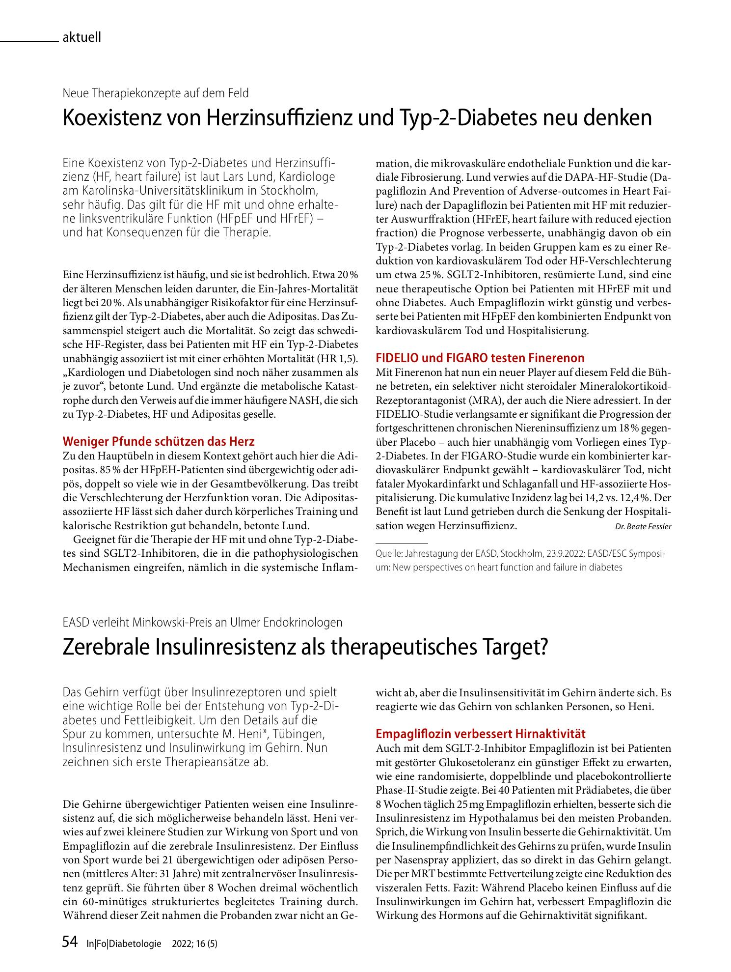 Vorschauseite 1: Koexistenz von Herzinsuffizienz und Typ-2-Diabetes neu denken