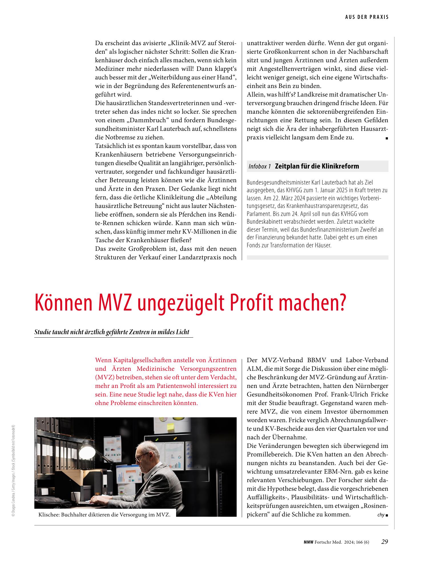 Vorschauseite 1: Können MVZ ungezügelt Profit machen?