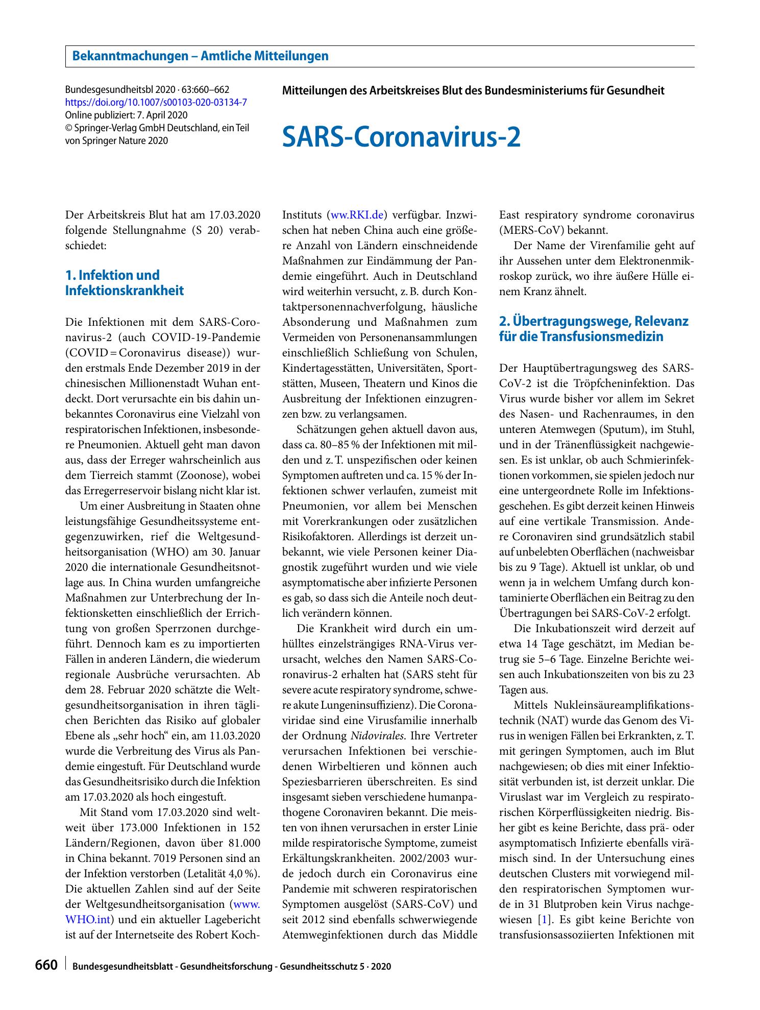 Vorschauseite 1: SARS-Coronavirus-2