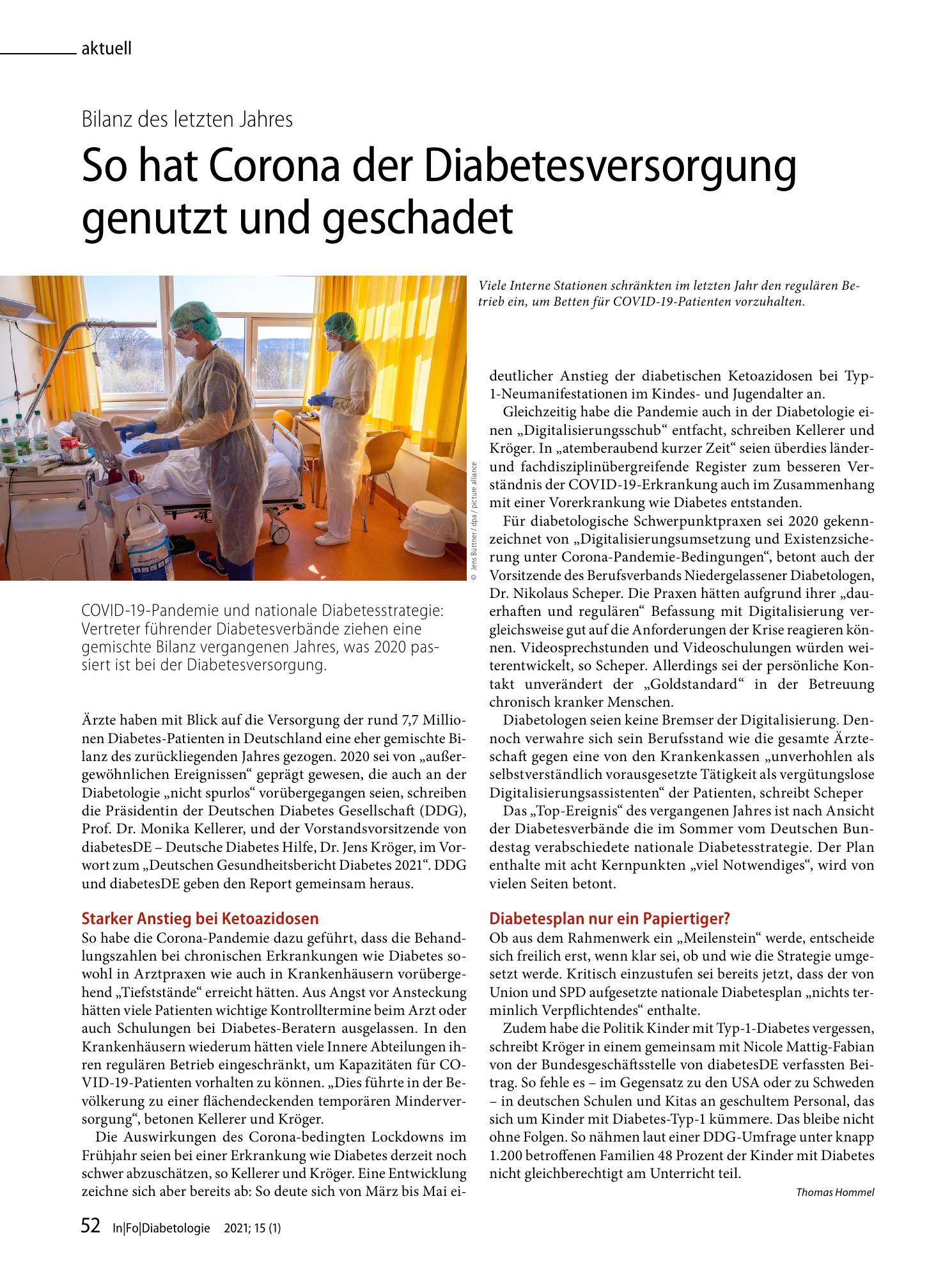 Vorschauseite 1: So hat Corona der Diabetesversorgung genutzt und geschadet