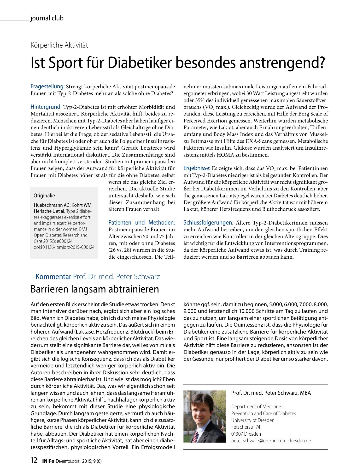 Vorschauseite 1: Ist Sport für Diabetiker besondes anstrengend?
