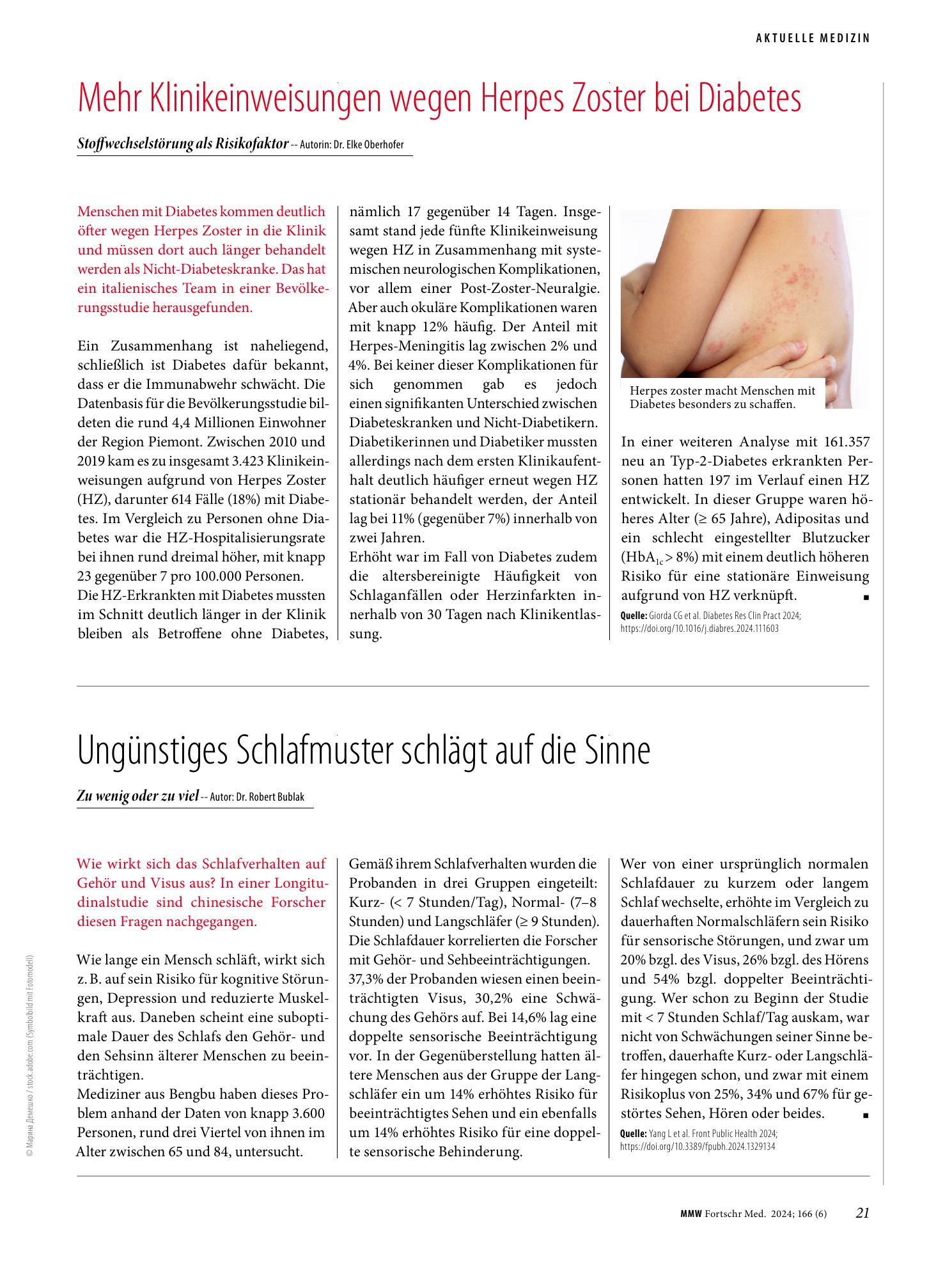 Vorschauseite 1: Ungünstiges Schlafmuster schlägt auf die Sinne