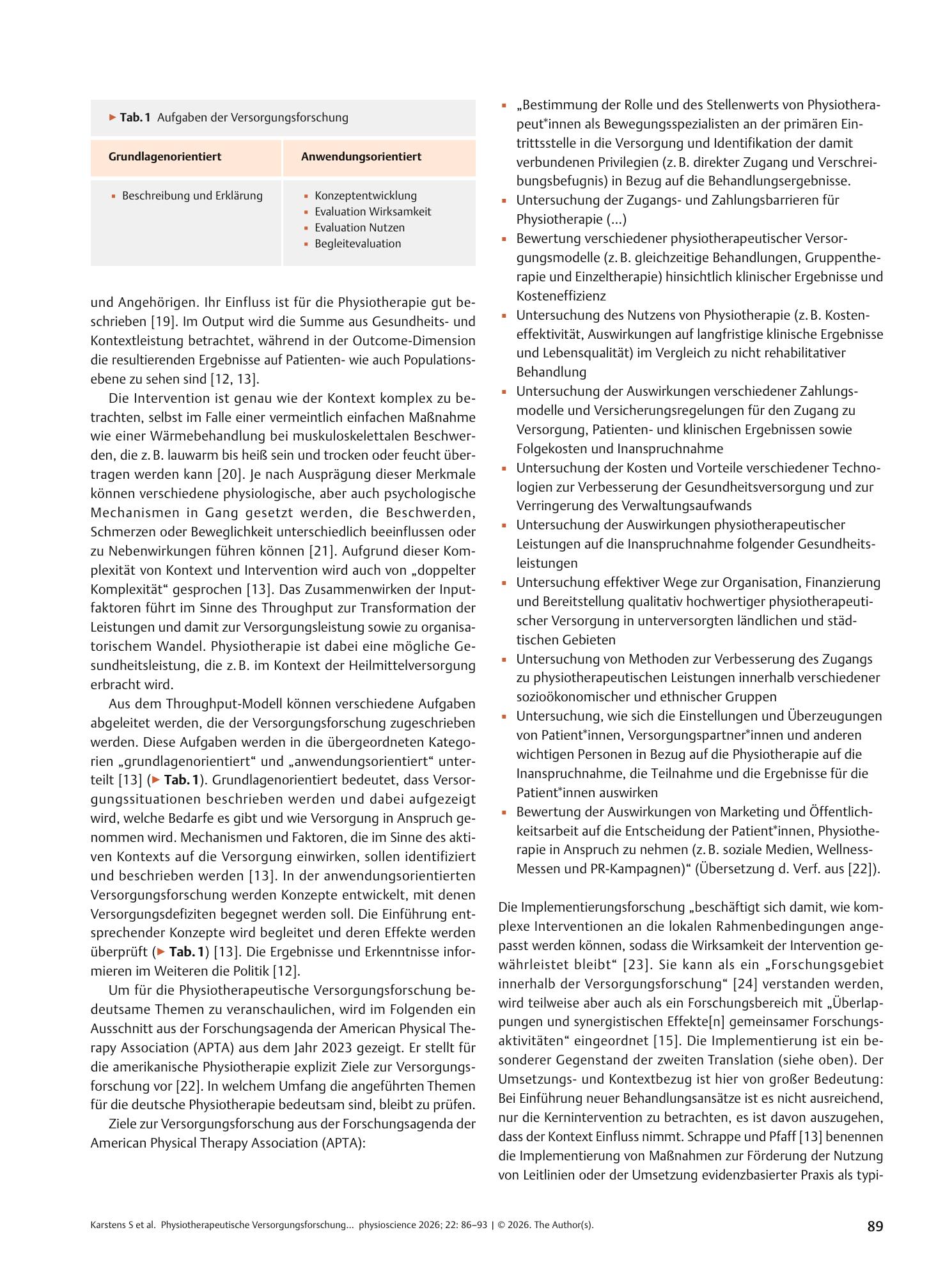 Vorschauseite 4: Physiotherapy Health Services Research