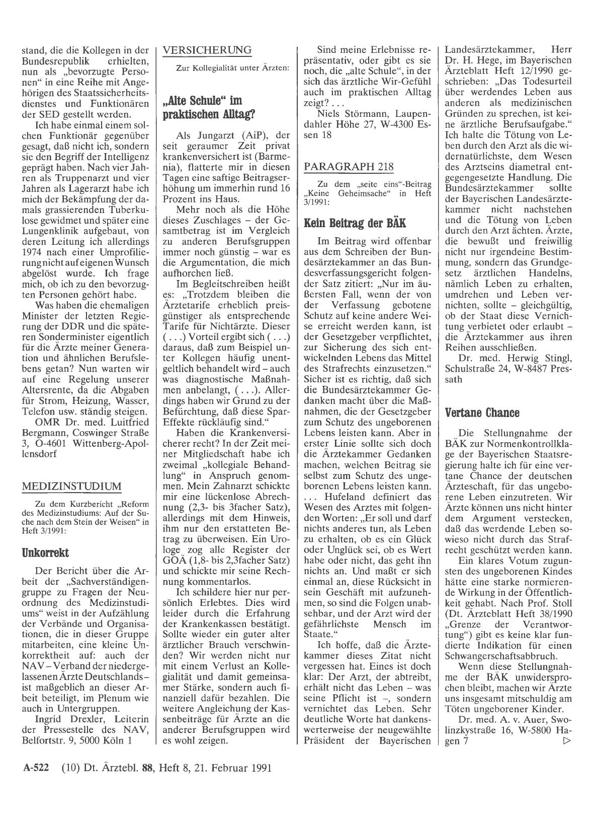 Vorschauseite 1: PARAGRAPH 218: Kein Beitrag der BÄK