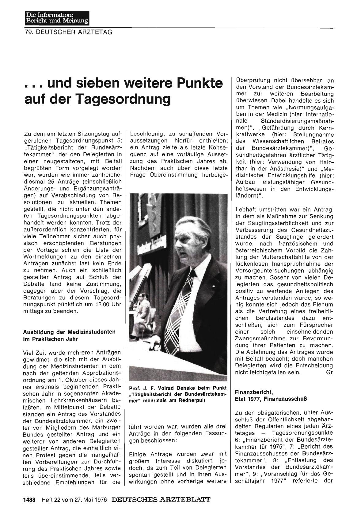 Vorschauseite 1: . .. und sieben weitere Punkte auf der Tagesordnung