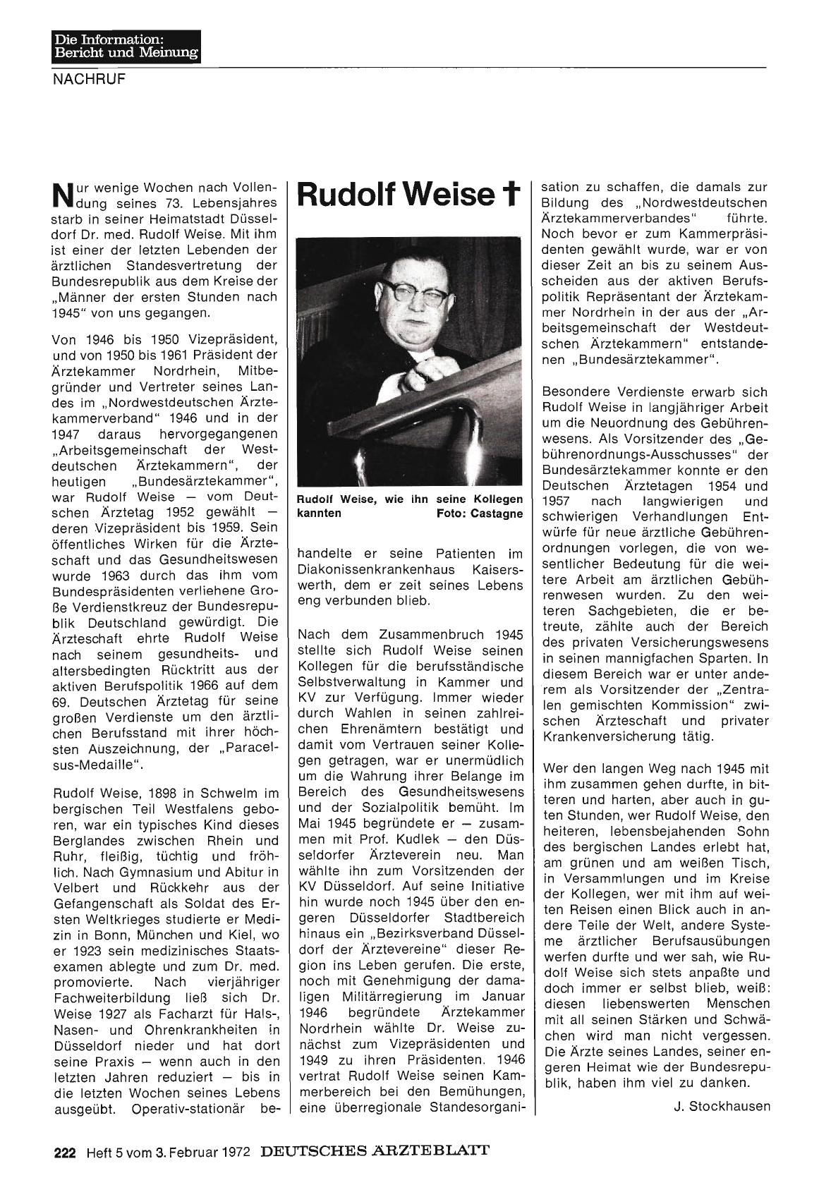 Vorschauseite 1: Rudolf Weise †