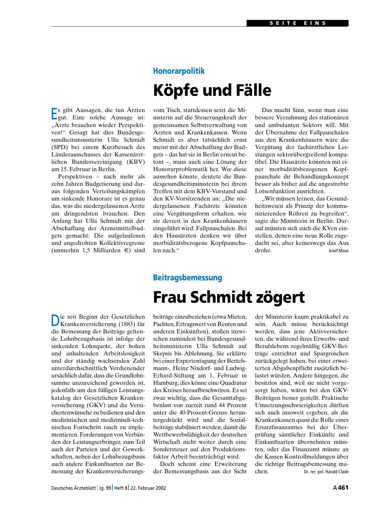 Vorschauseite 1: Beitragsbemessung: Frau Schmidt zögert