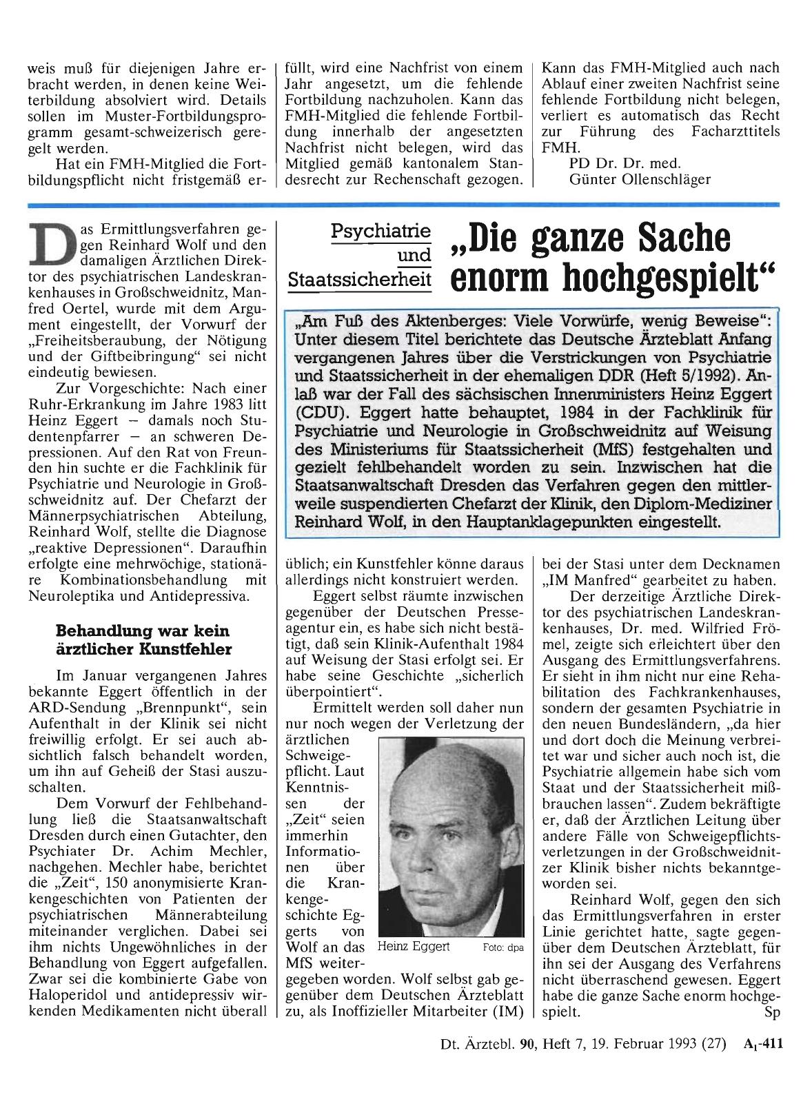 Vorschauseite 1: Psychiatrie und Staatssicherheit: Die ganze Sache wird enorm hochgespielt