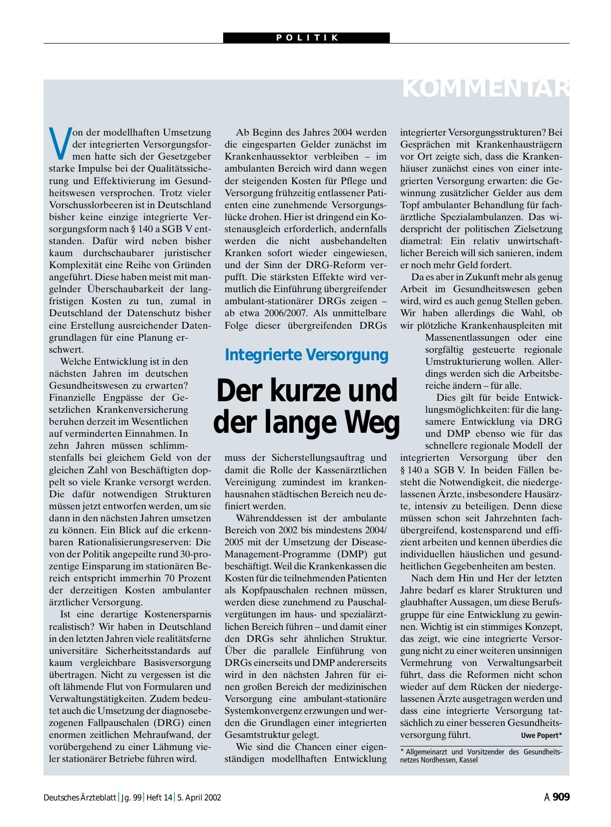 Vorschauseite 1: Integrierte Versorgung: Der kurze und der lange Weg