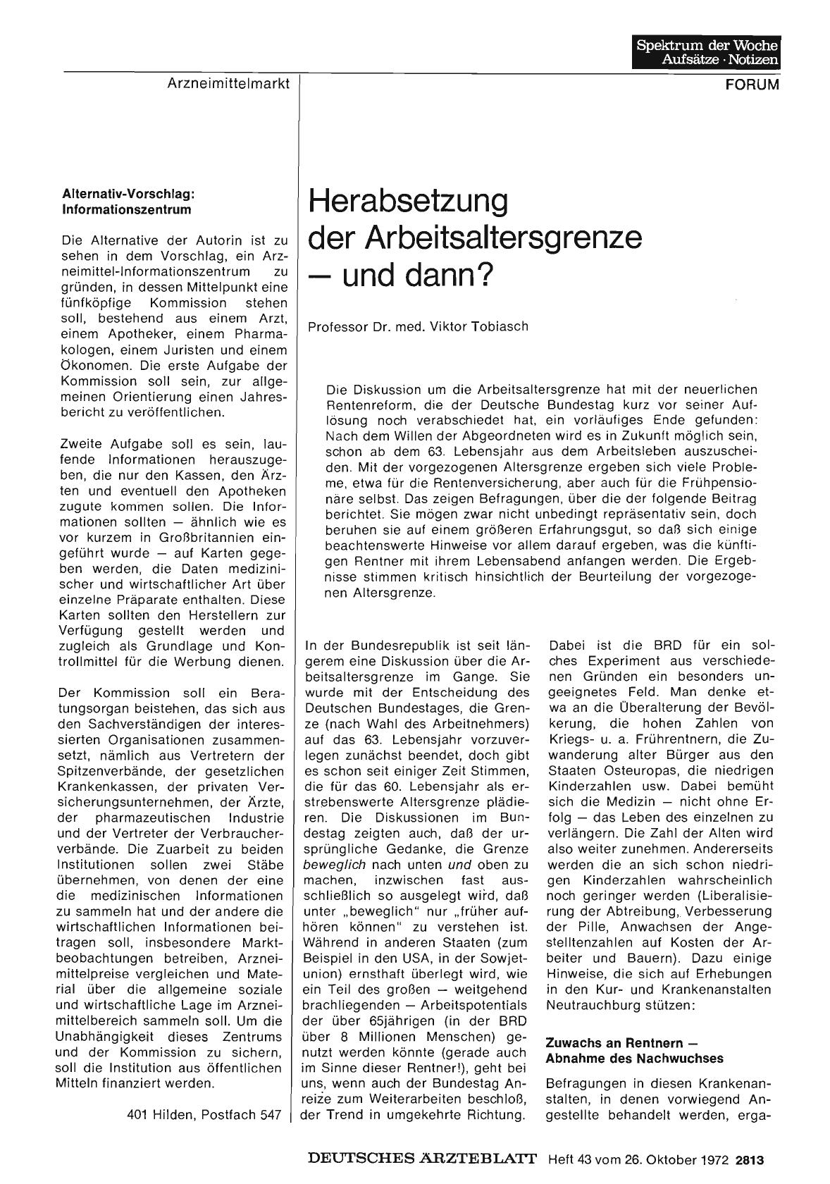 Vorschauseite 1: Herabsetzung der Arbeitsaltersgrenze — und dann?