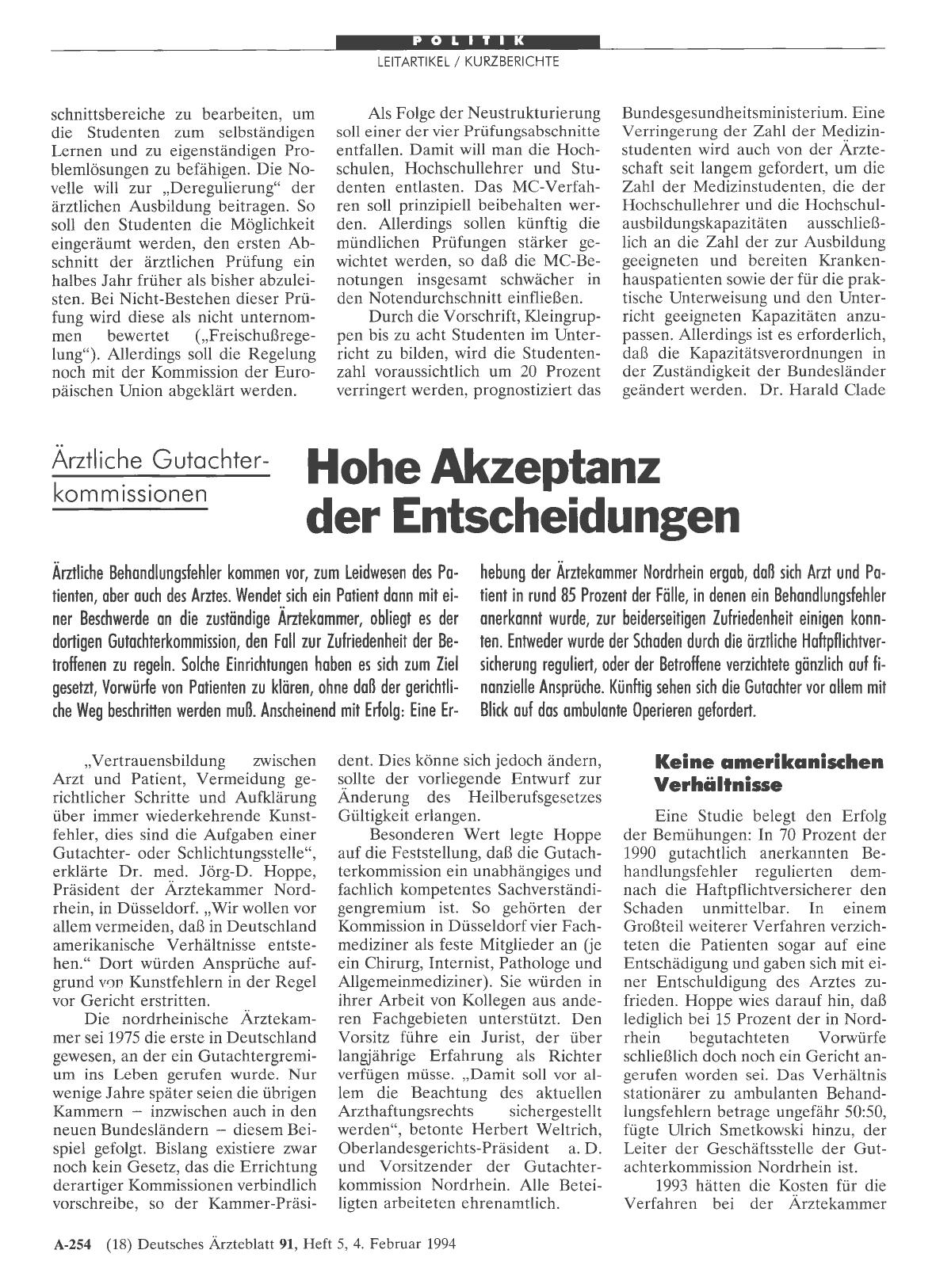 Vorschauseite 1: Ärztliche Gutachterkommissionen: Hohe Akzeptanz der Entscheidungen