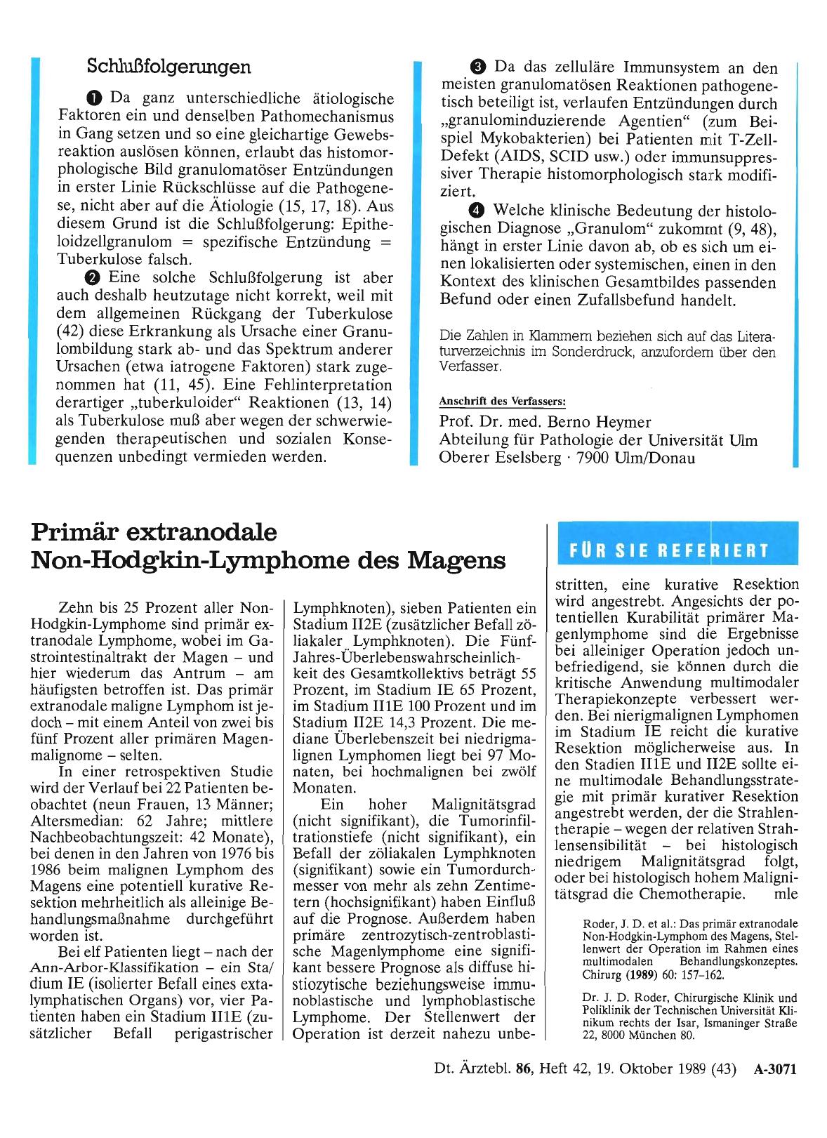 Vorschauseite 1: Primär extranodale Non-Hodgkin-Lymphome des Magens