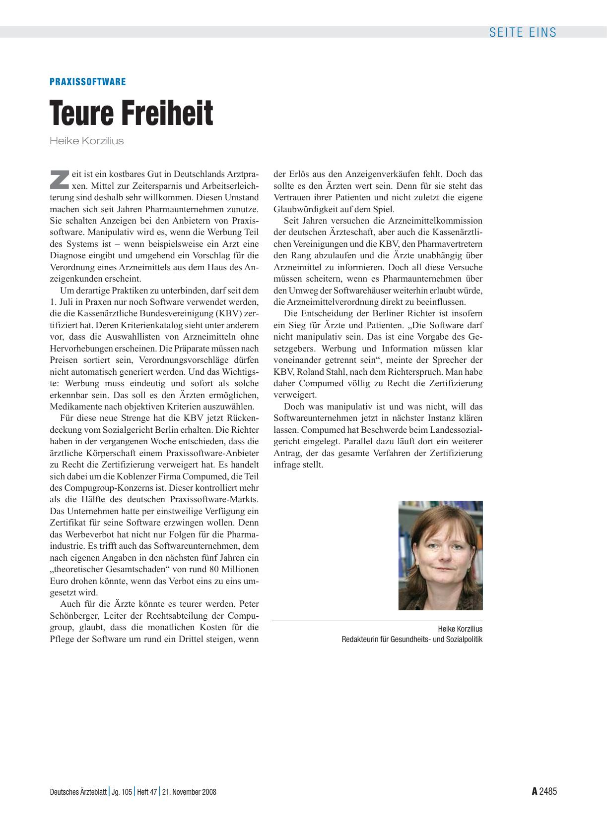 Vorschauseite 1: Praxissoftware: Teure Freiheit