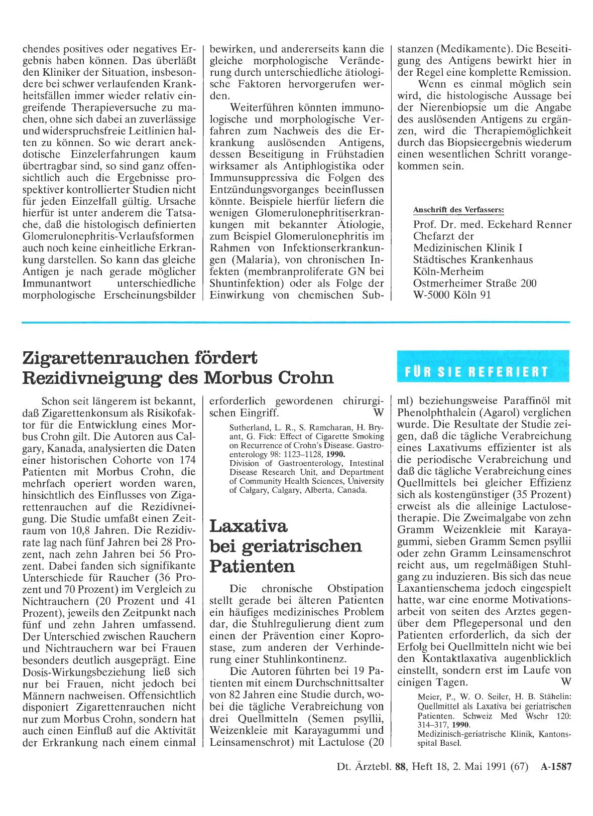 Vorschauseite 1: Laxativa bei geriatrischen Patienten