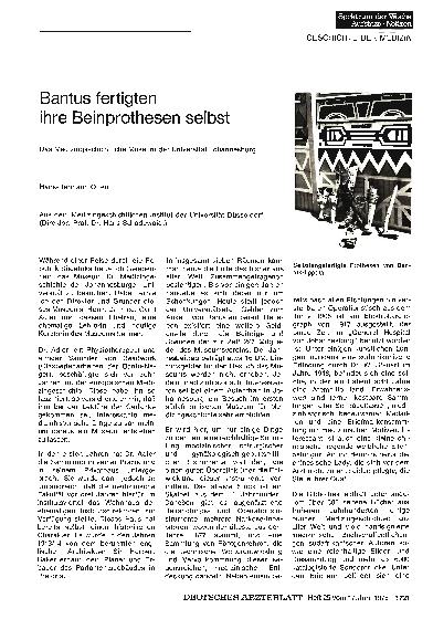 Vorschauseite 1: Bantus fertigten ihre Beinprothesen selbst: Das Medizingeschichtliche Museum der Universität Johannesburg