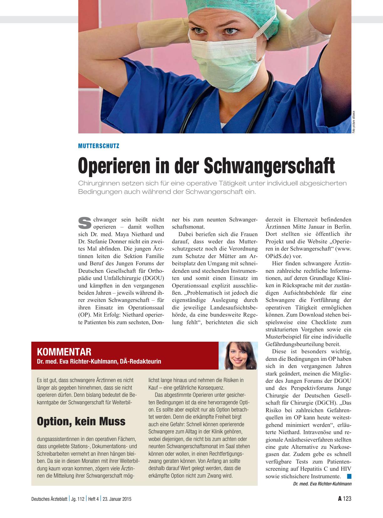 Vorschauseite 1: Mutterschutz: Operieren in der Schwangerschaft