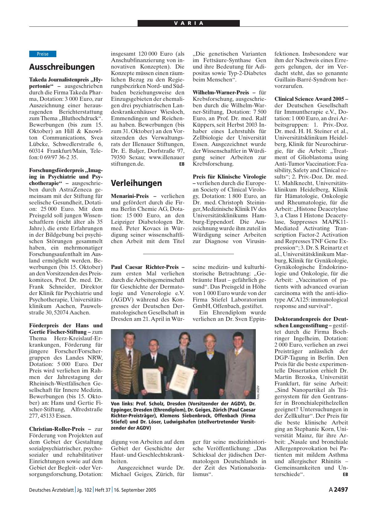 Vorschauseite 1: Paul Caesar Richter-Preis
